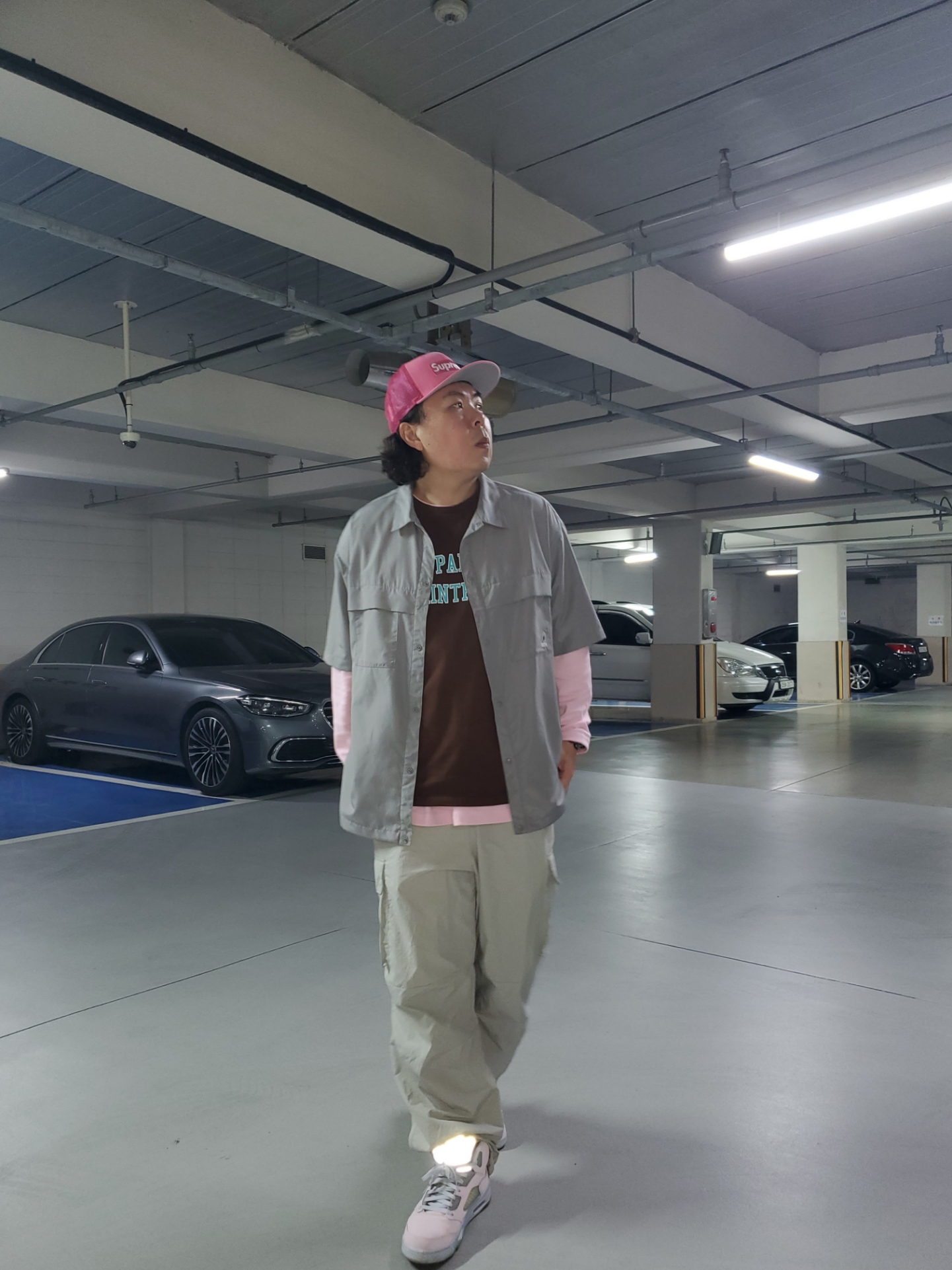 Jordan 5 Retro SE Regal Pink, Supreme Box Logo Mesh Back New Era Pink - 22SS 착용 스타일 - 3