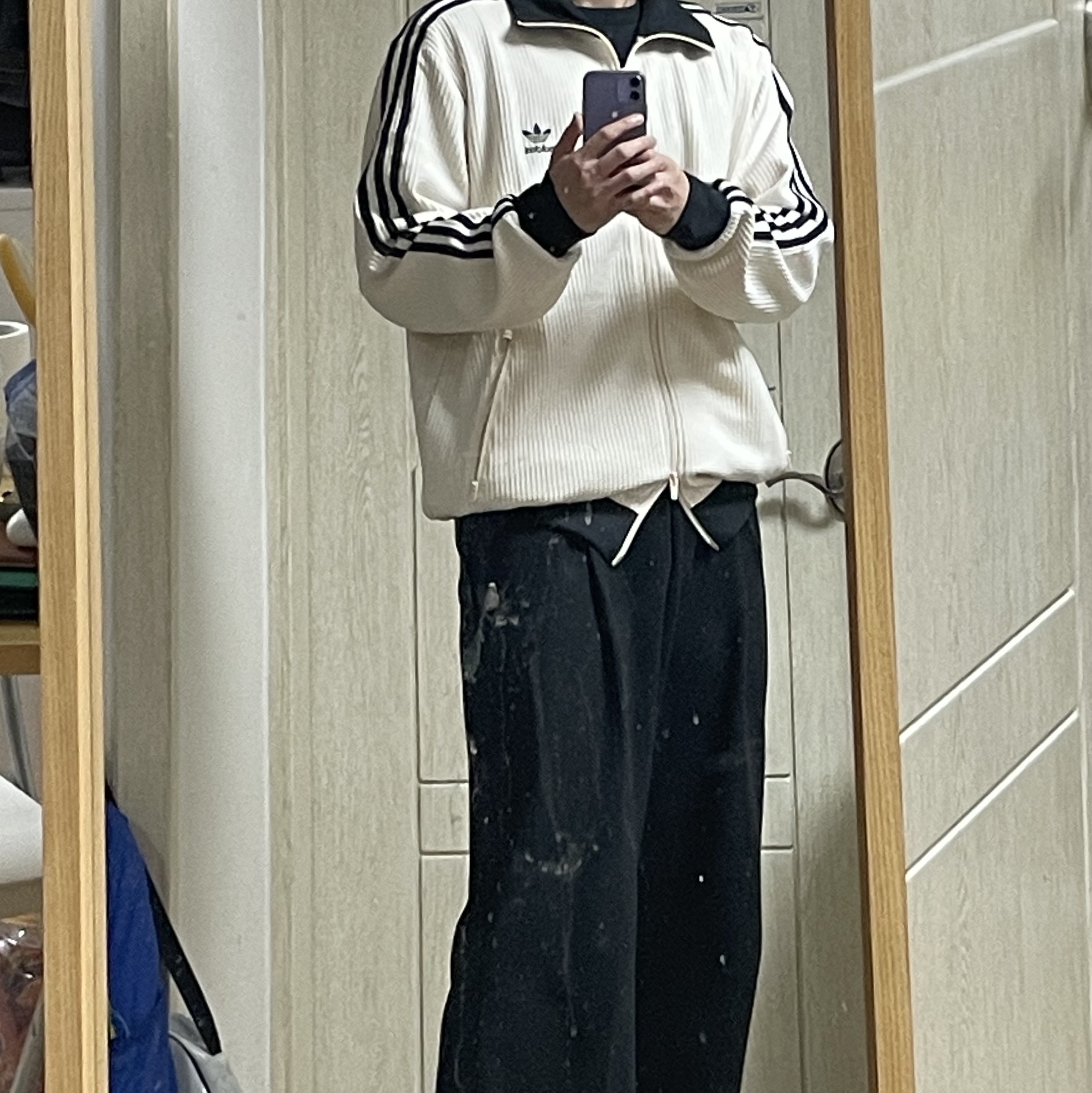 Adidas Waffle Beckenbauer Track Top Wonder White - KR Sizing 착용 스타일 - 1