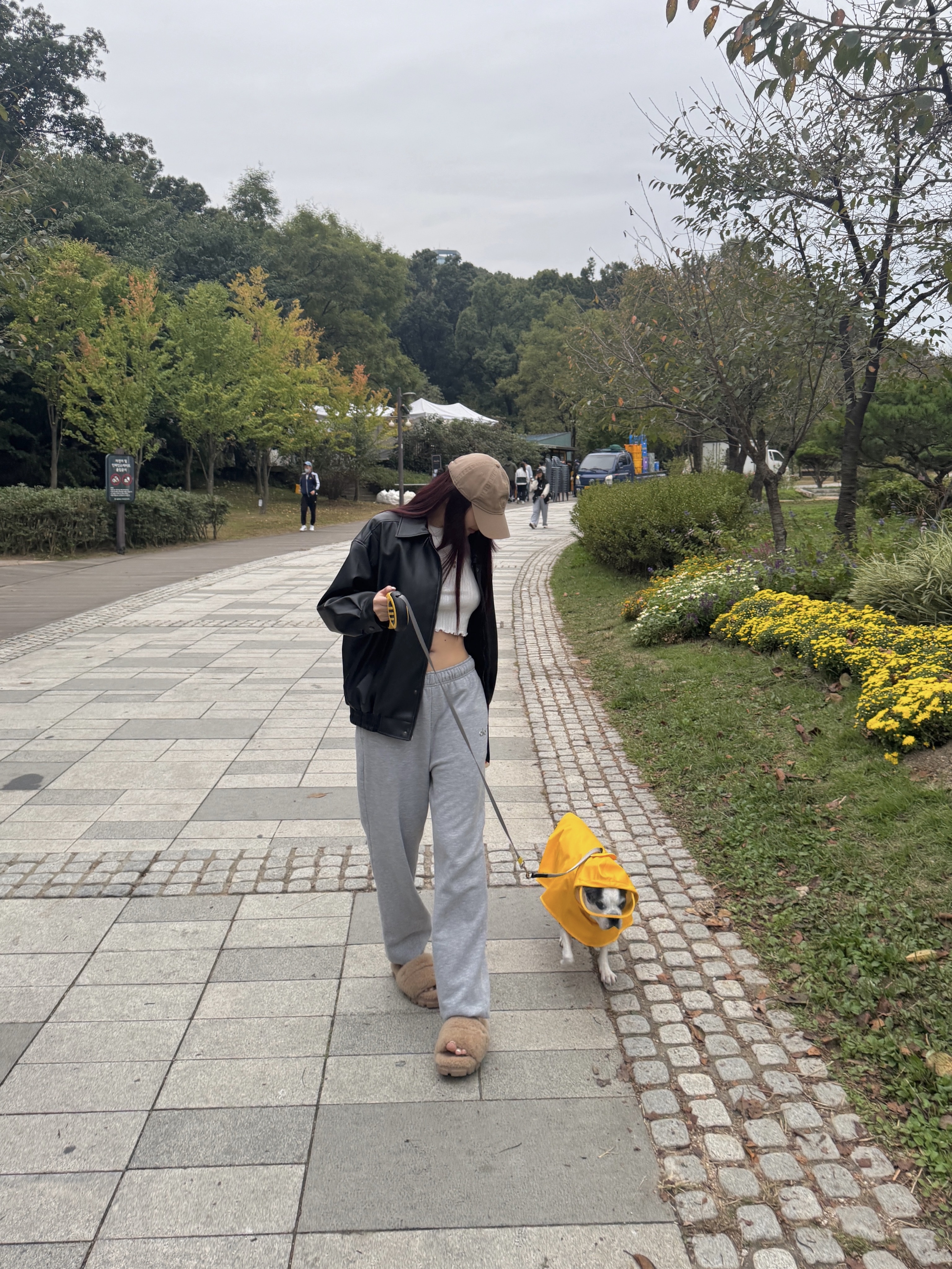 (W) Alo Yoga Accolade Sweatpant Athletic Heather Grey, (W) UGG Cozetta Curly Slipper Chestnut 착용 스타일 - 1