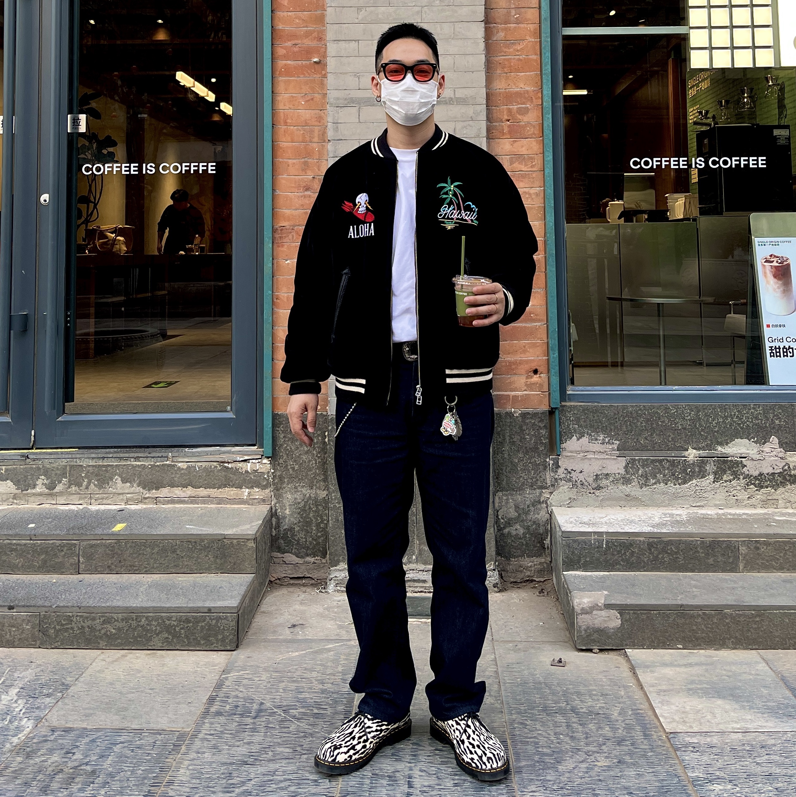Dr. Martens x Wacko Maria 1461 Tiger Camo Hair On Black White 착용 스타일