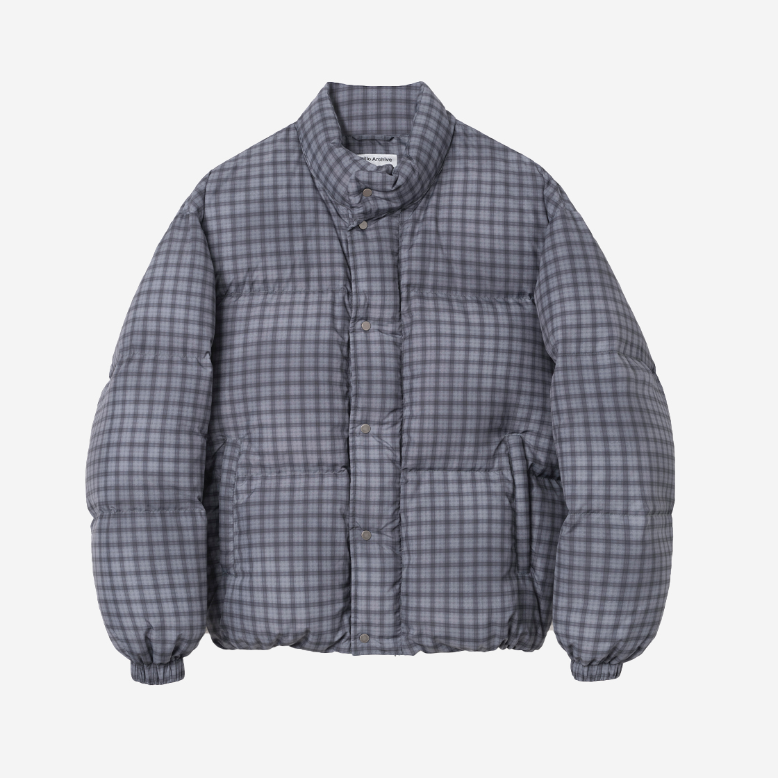 밀로 아카이브 플레이드 패턴 덕 다운 패딩 스모크 그레이