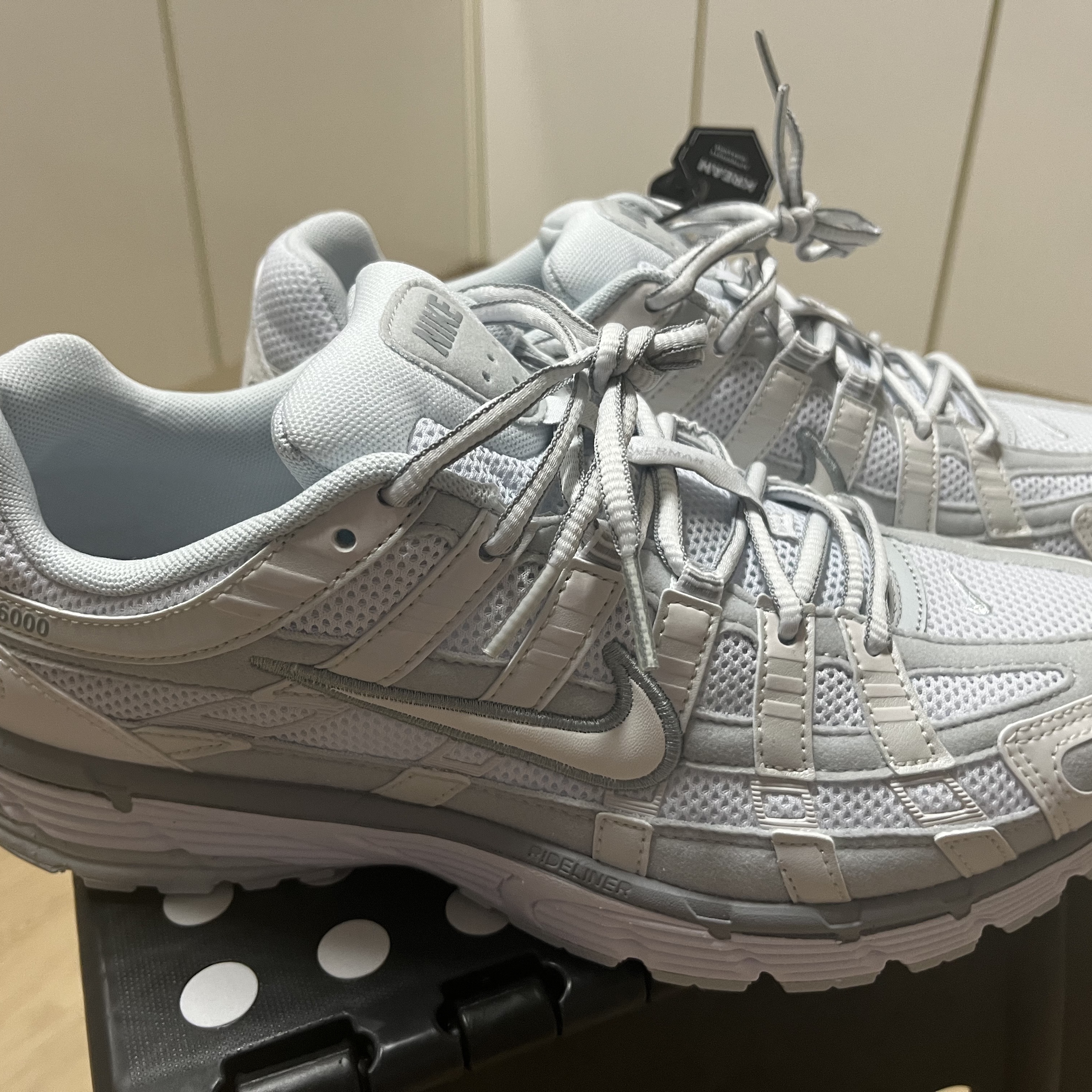 (W) Nike P-6000 Metallic Summit White 착용 스타일 - 2