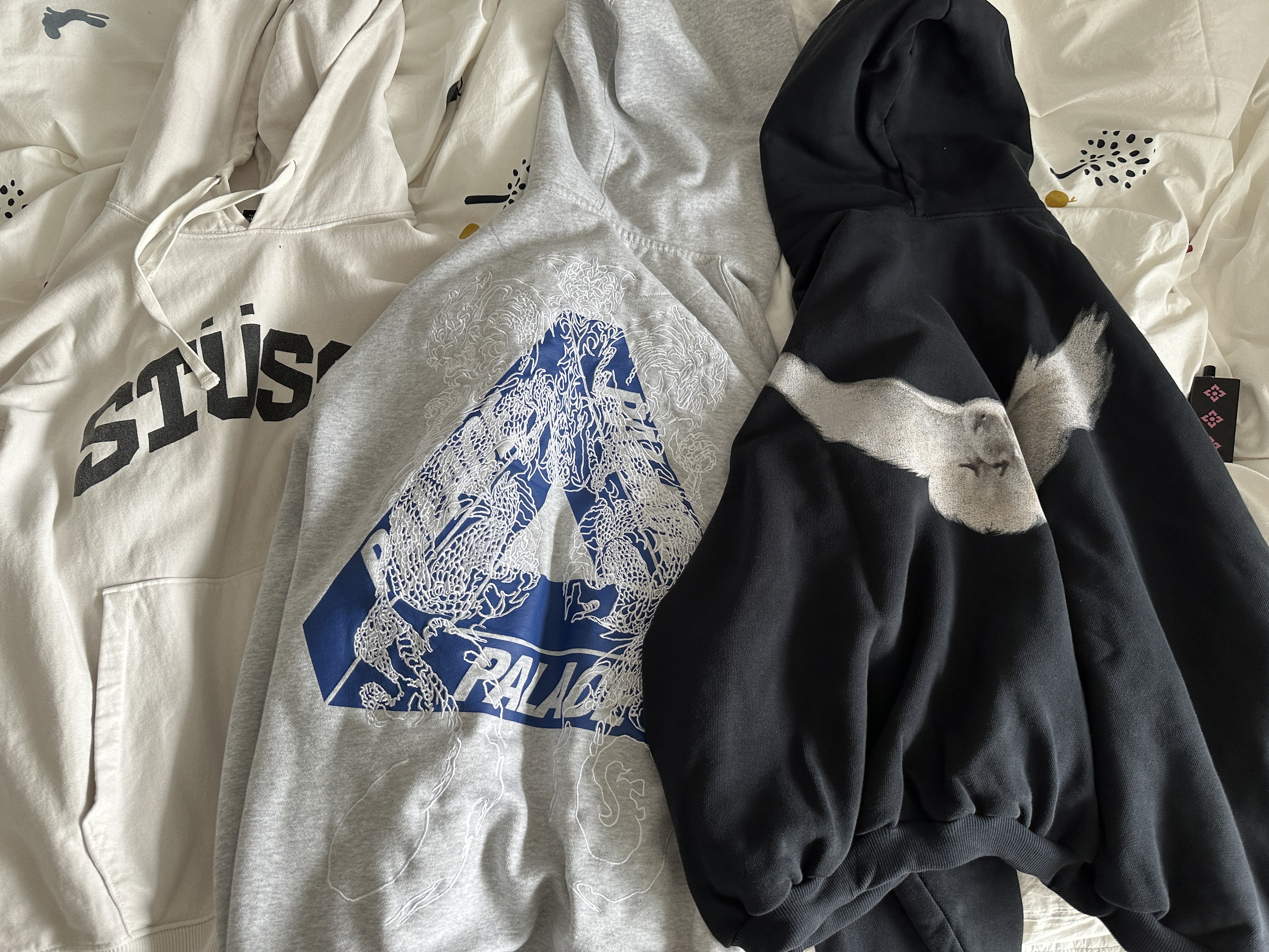 Stussy Block Sport Pigment Dyed Hoodie Natural, Palace Tri-Dragon Hood Grey Marl - 24SS 착용 스타일