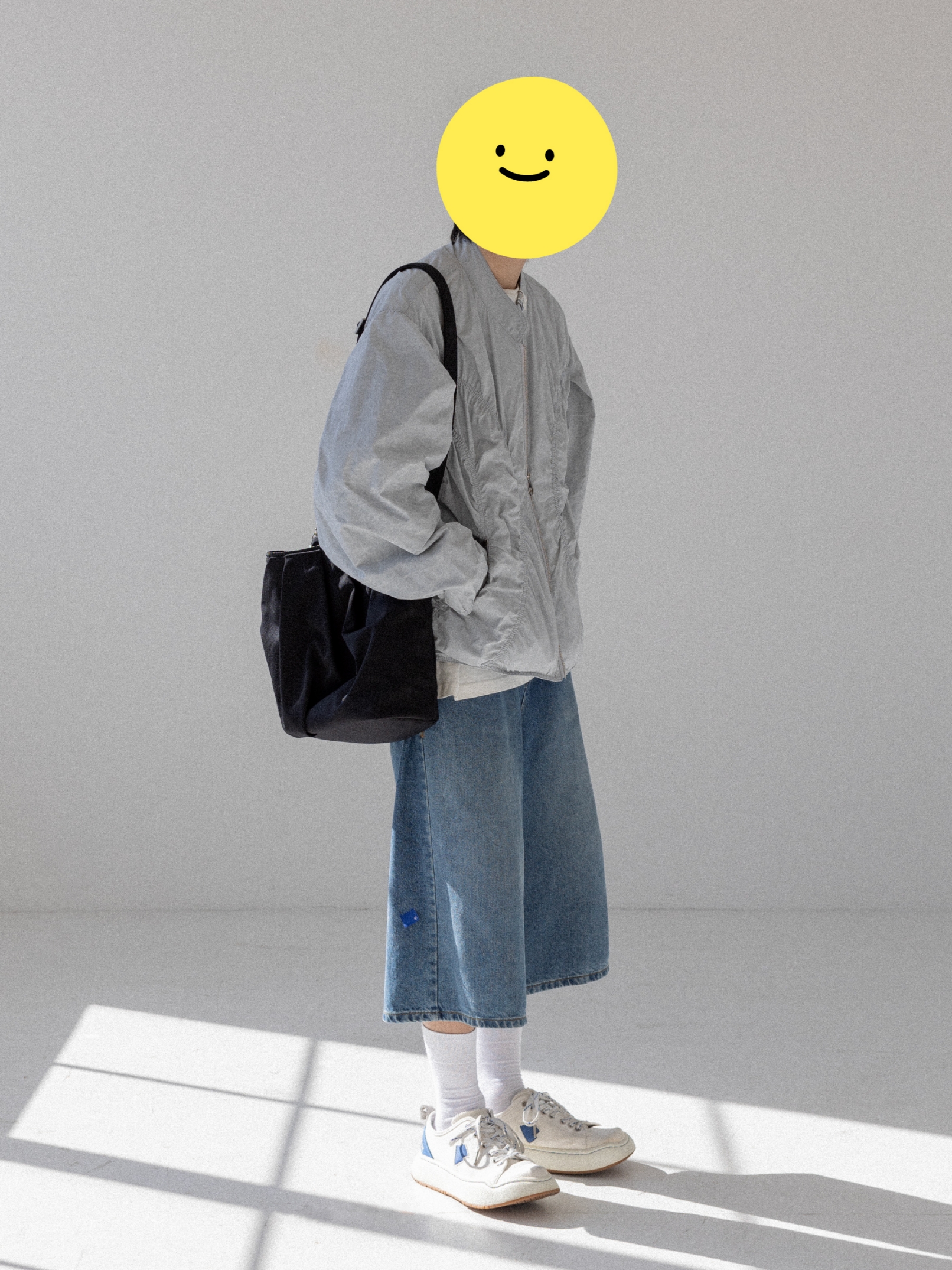 Ader Error Log; Canv White, Ader Error Zeque Jacket Light Grey 착용 스타일 - 3