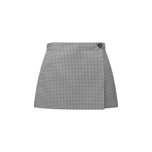 (W) Dior Cotton Blend Jacquard with Micro Houndstooth Motif Skort Blue White