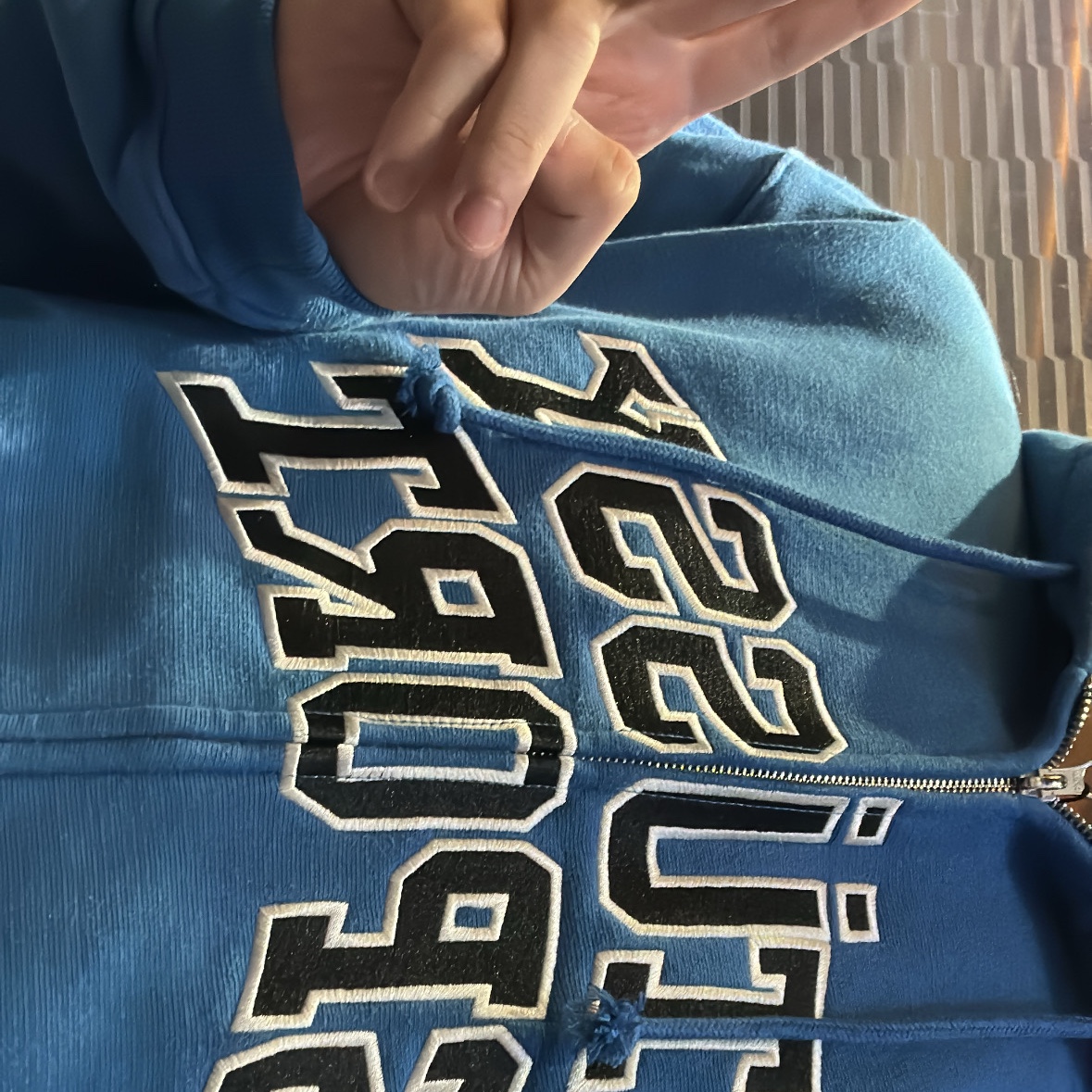 Stussy Sport Zip Hoodie Blue 착용 스타일