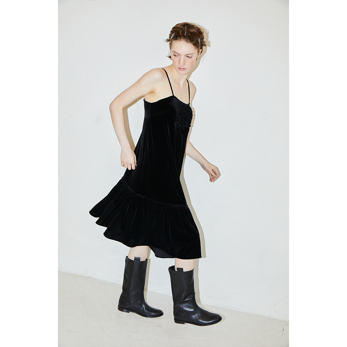 파르벵 젬 셔링 드레스 블랙(FARVEN Jem Shirring Dress Black) - 2