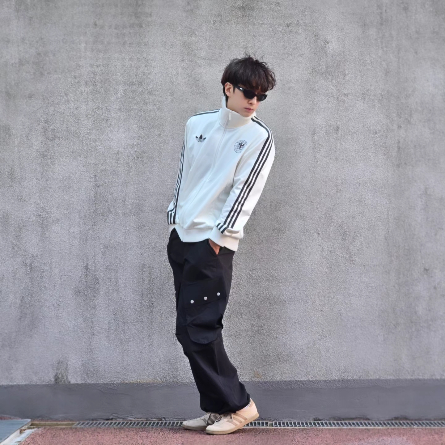 Adidas German Beckenbauer Track Top Off White - KR Sizing, Adidas German Beckenbauer Track Top Off White - US Sizing 착용 스타일 - 2