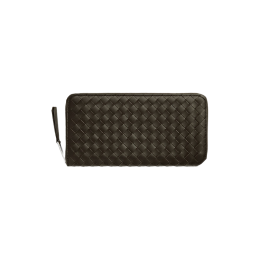 Bottega Veneta Intrecciato Piccolo Zip Around Wallet Kaki