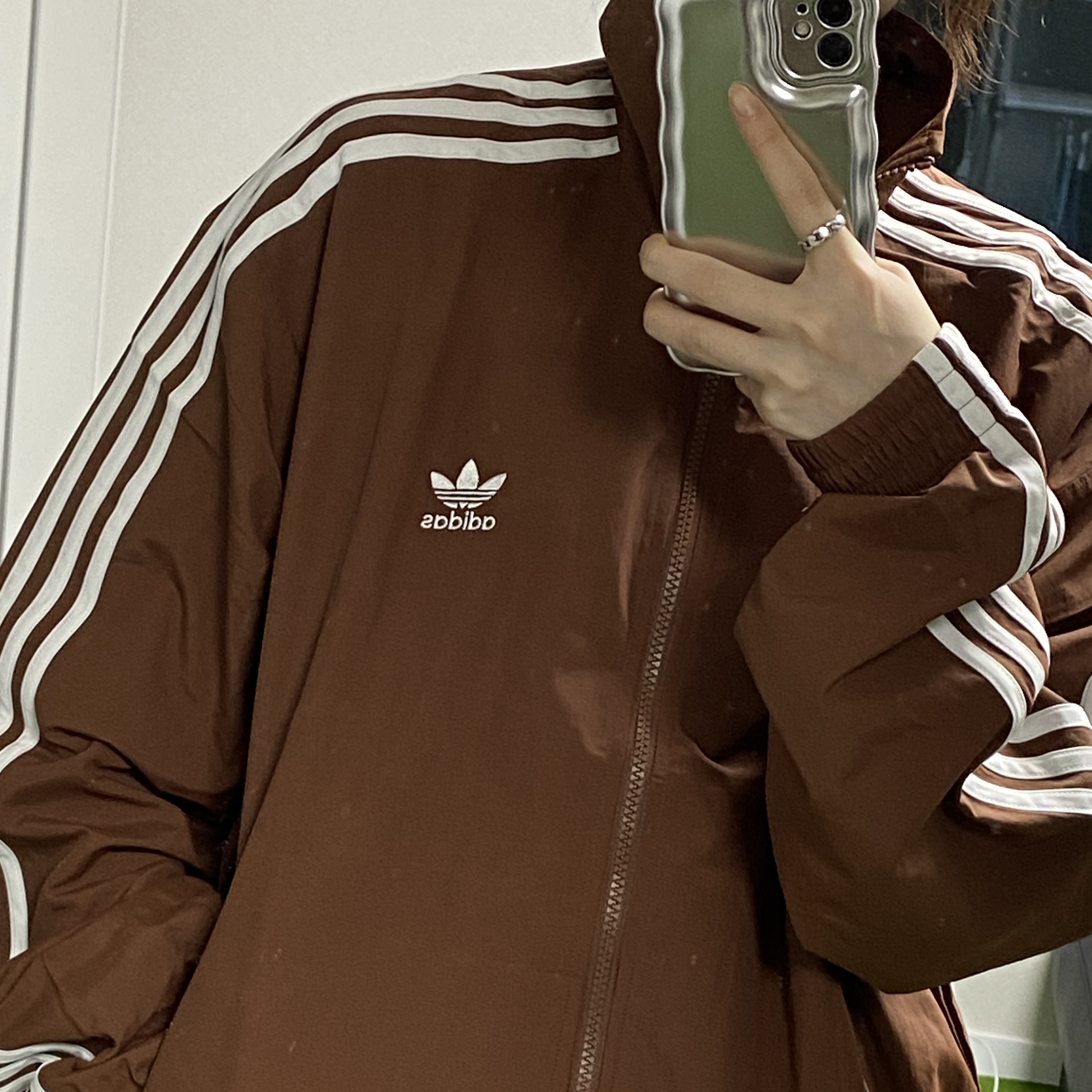 Adidas Adicolor Woven Firebird Track Top Preloved Brown - KR Sizing 착용 스타일