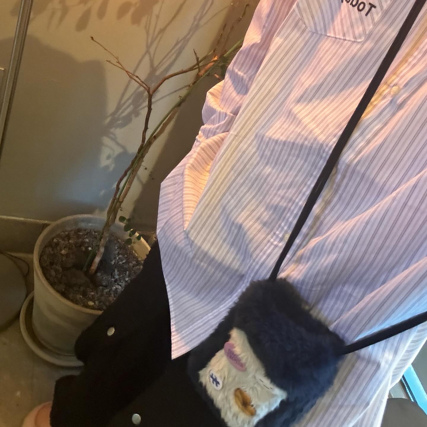 Hono Report Typo Shirts White Stripe, Hono Report Jacquard Cargo Pants Green Garden 착용 스타일