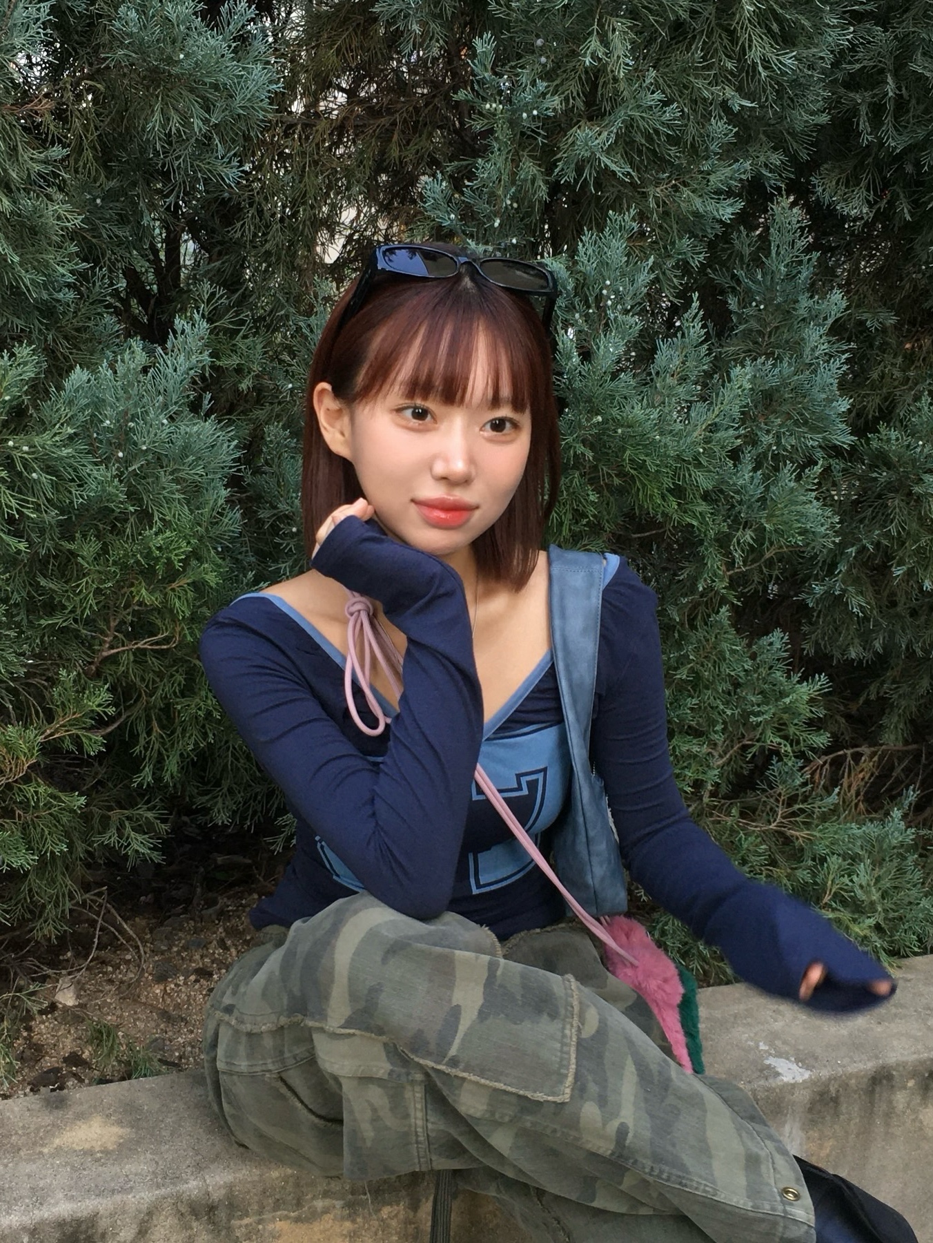 Hono Report Fur Mini Bag & Brooch Pink Green, Hono Report Fur Mini Bag & Brooch Navy Gray 착용 스타일