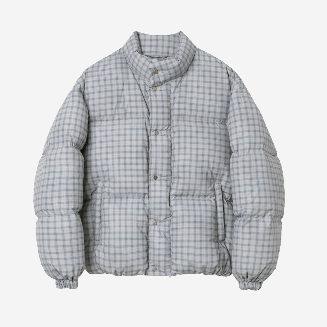 밀로 아카이브 플레이드 패턴 덕 다운 패딩 스모크 블루