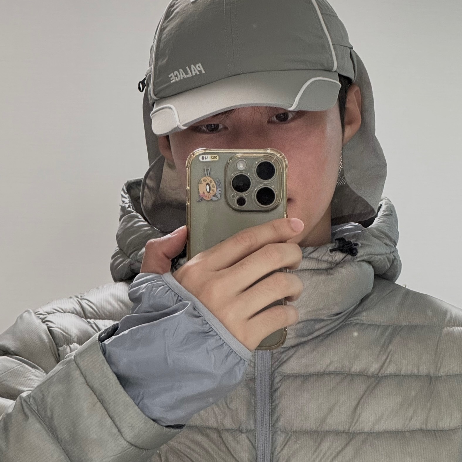Palace Font Zip Shell Neck Saver 6-Panel Grey - 23SS 착용 스타일