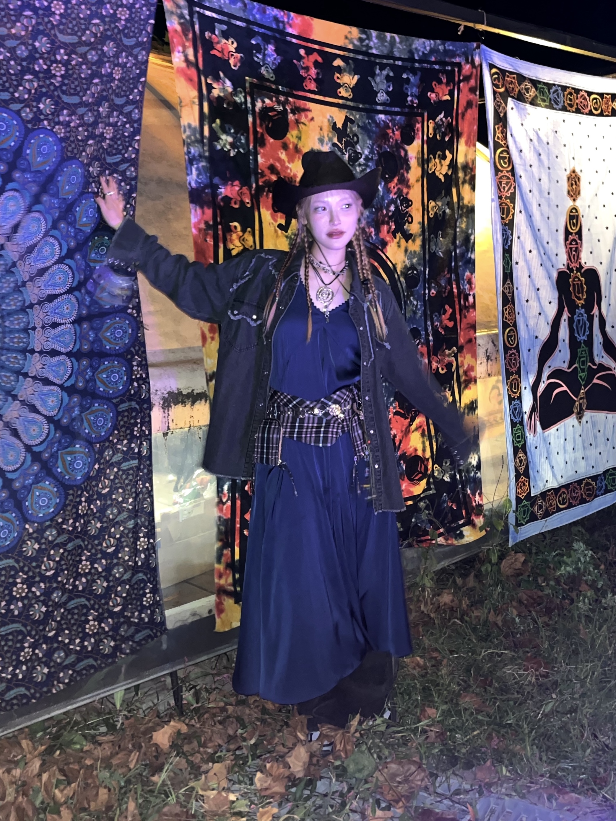 Thevinylhouse Western Denim Shirts Black, Nff Dia Strap Necklace Black 착용 스타일 - 1