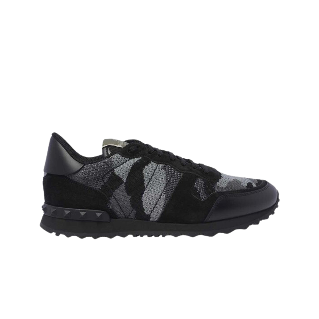 S0723QRK52V Valentino Mesh Fabric Camouflage Rockrunner Sneakers Black Grey