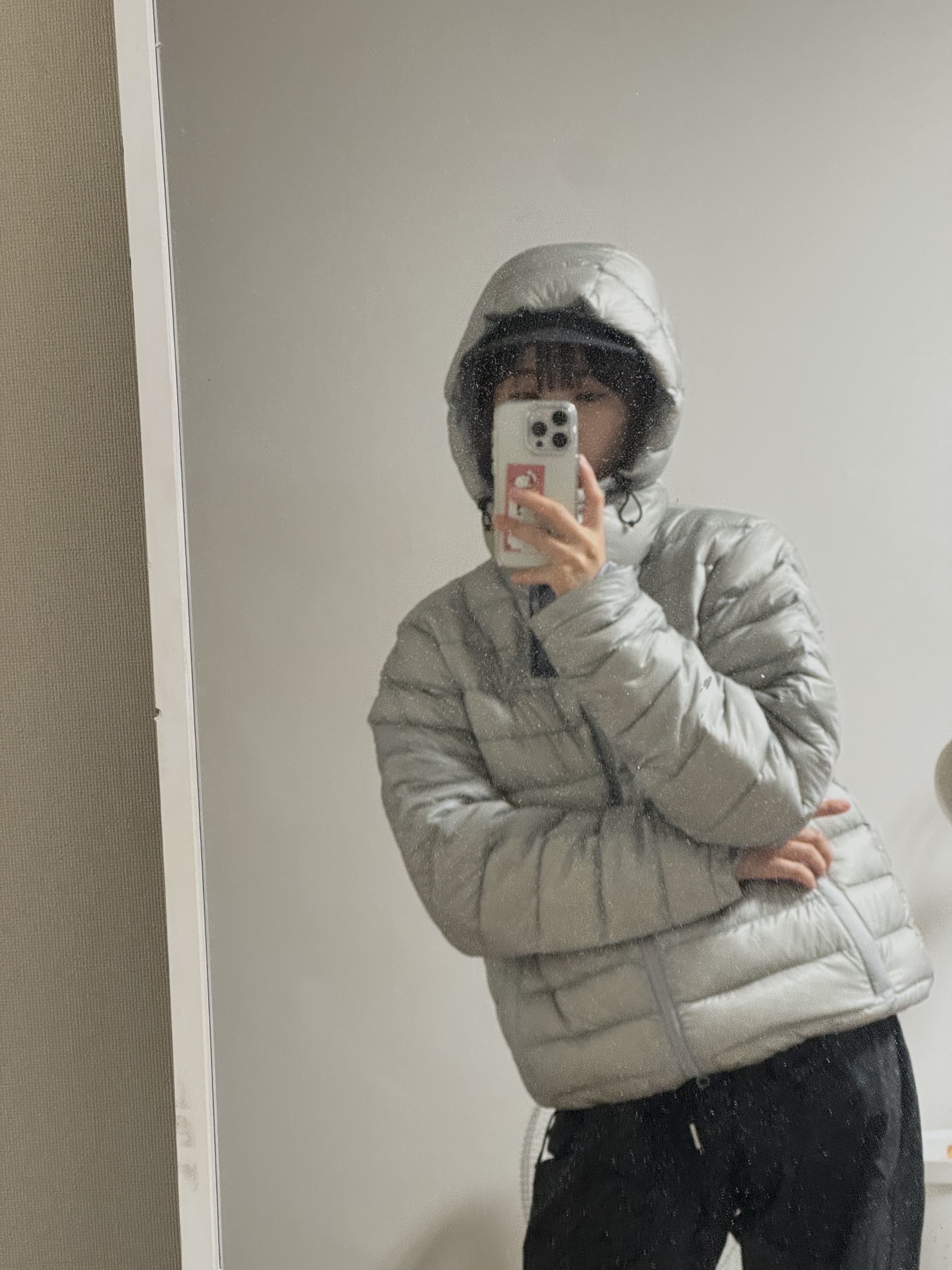 Sansan Gear Suffix Puffer Jacket Grey - 24FW 착용 스타일 - 1