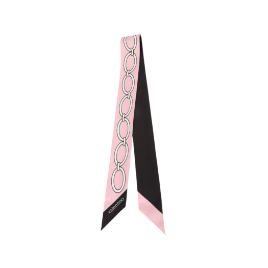 (W) Valentino Silk Bandeau Scarf Pink Black