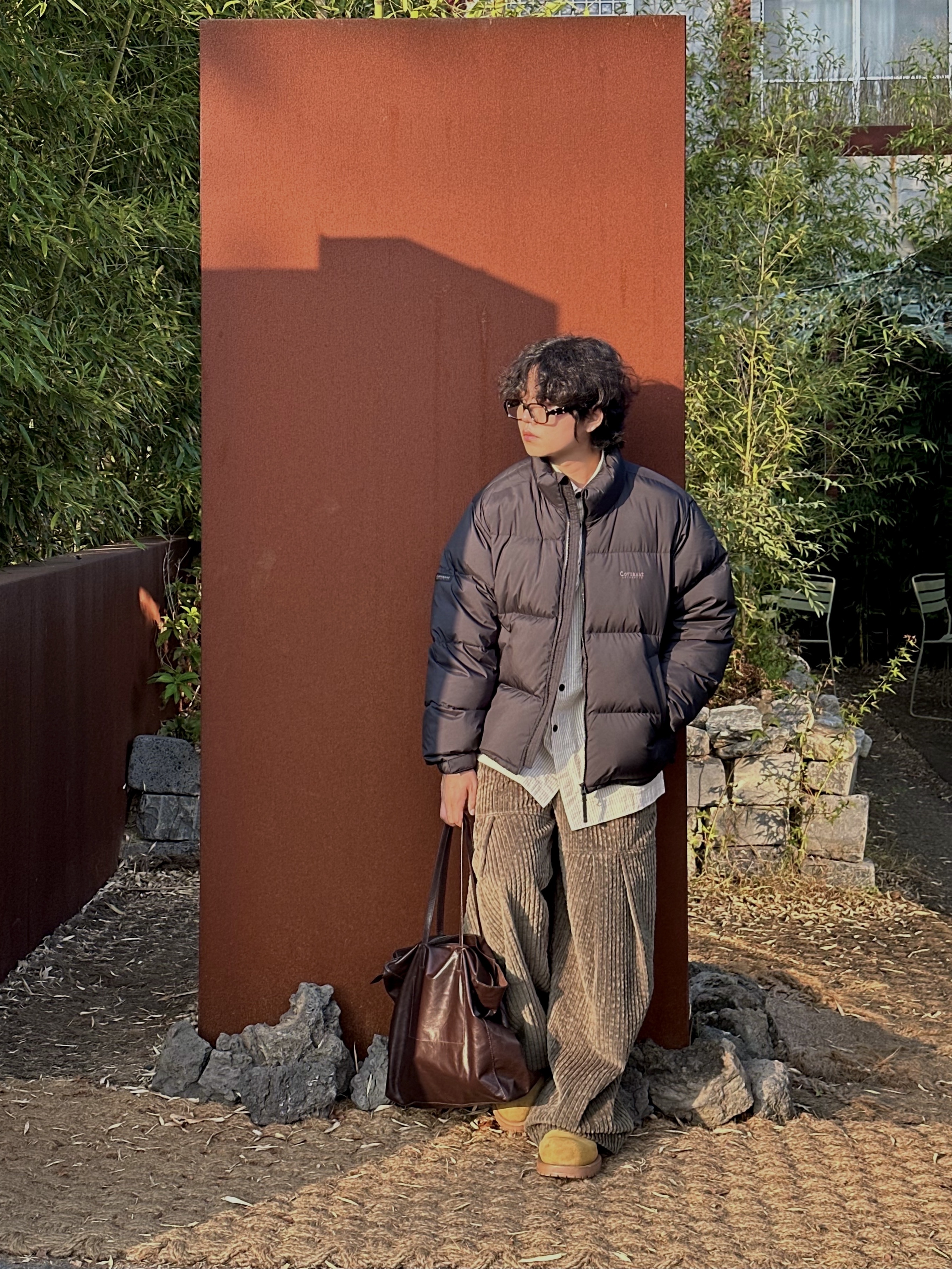 Covernat Civic Origin Short Puffer Black 착용 스타일 - 3
