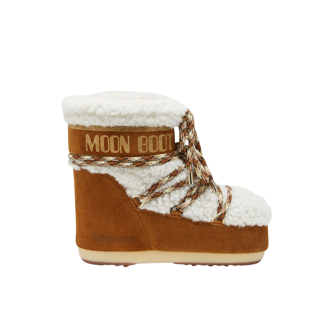 (W) 문부츠 아이콘 로우 브라운 셔링 부츠 위스키 오프 화이트((W) Moon Boot Icon Low Brown Shearing Boots Whisky Off White)
