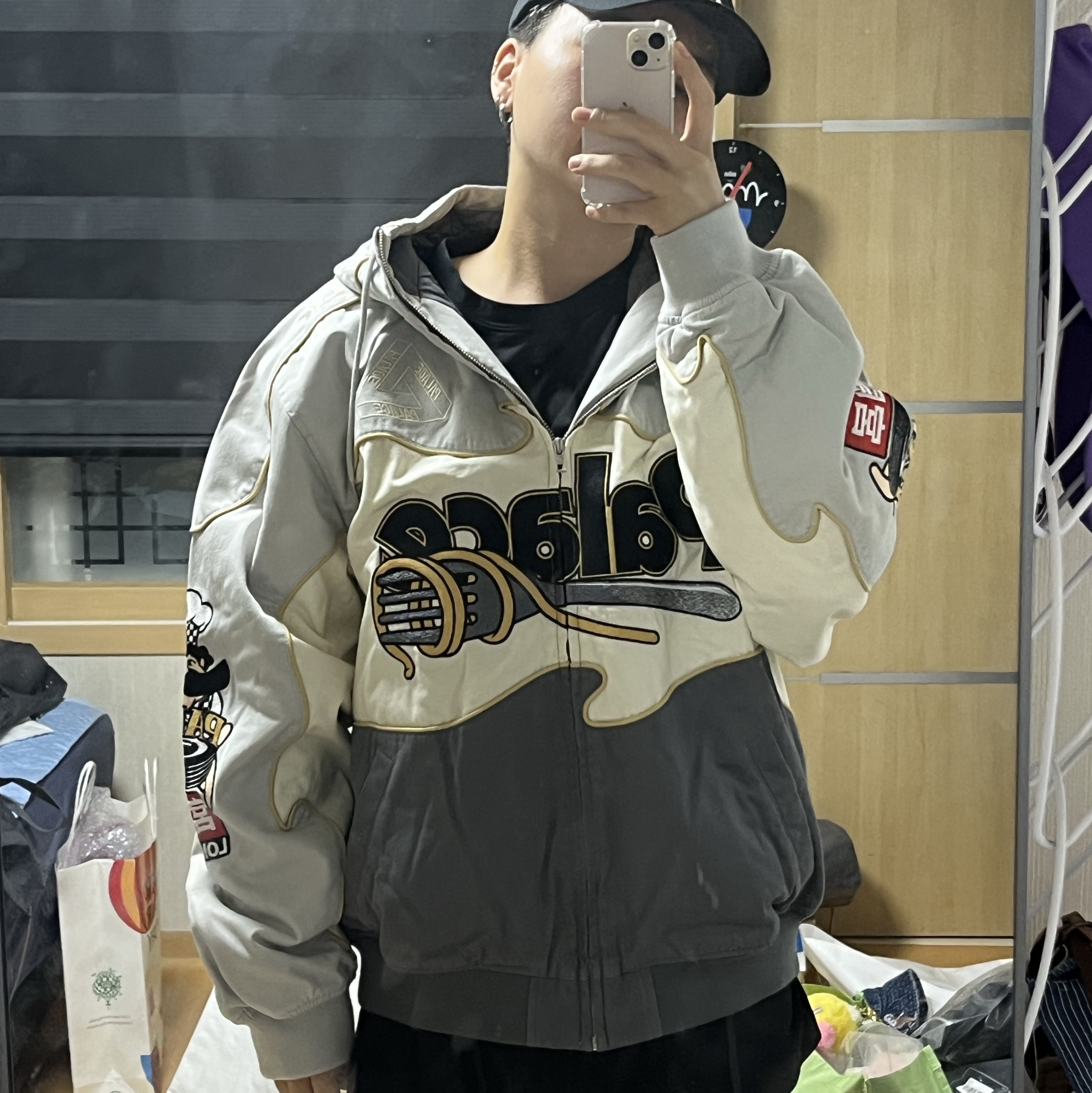 Palace Pasta Jacket Concrete Grey - 24FW 착용 스타일