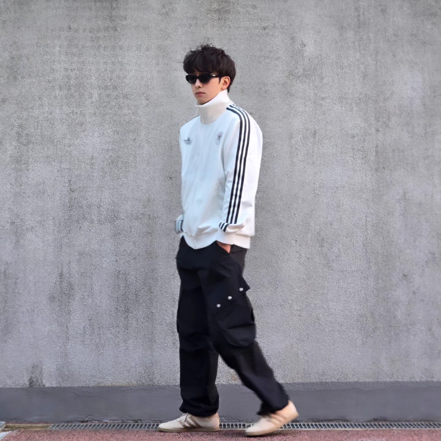 Adidas German Beckenbauer Track Top Off White - KR Sizing, Adidas German Beckenbauer Track Top Off White - US Sizing 착용 스타일 - 3