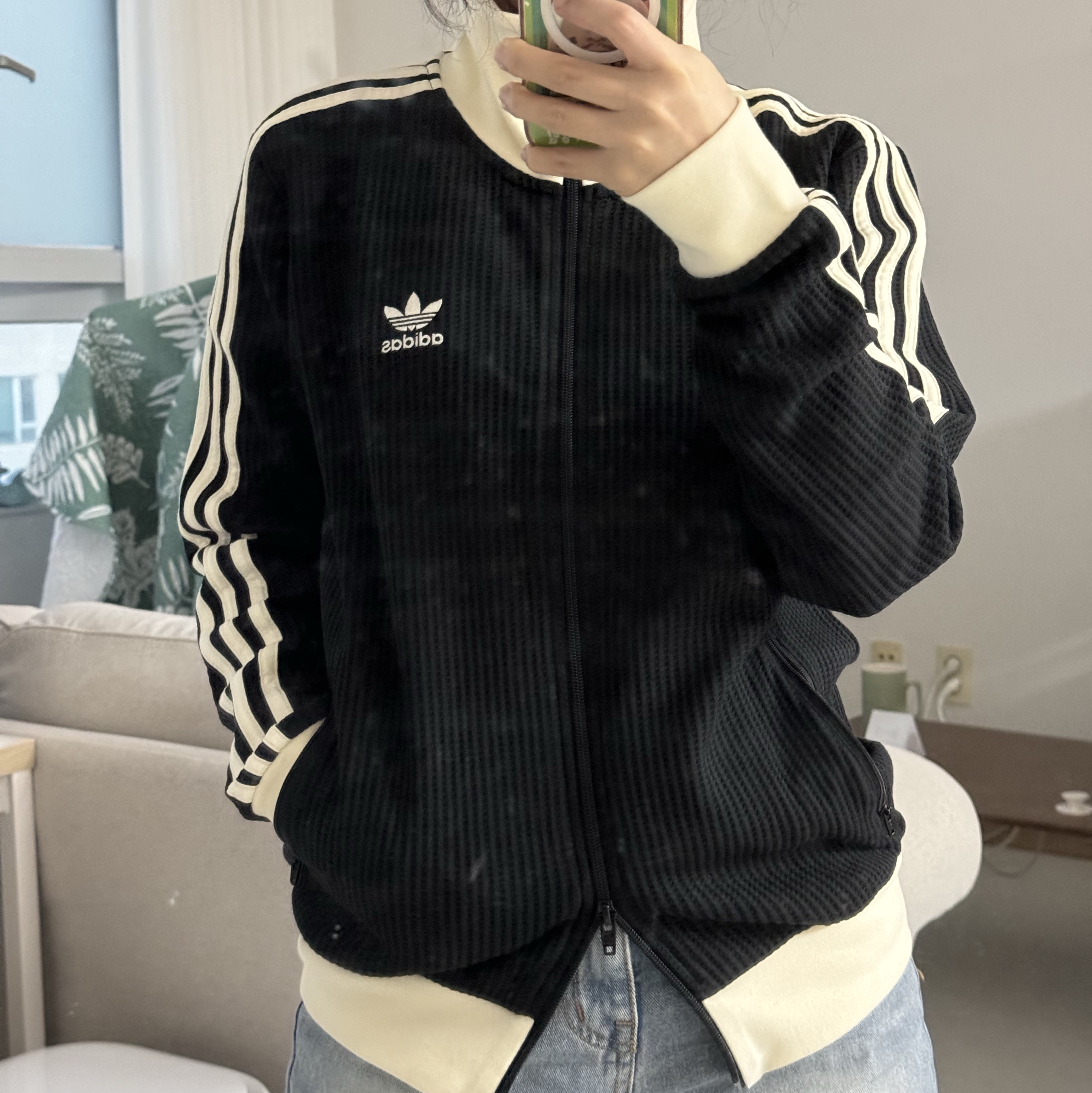 Adidas Waffle Beckenbauer Track Top Black - KR Sizing 착용 스타일