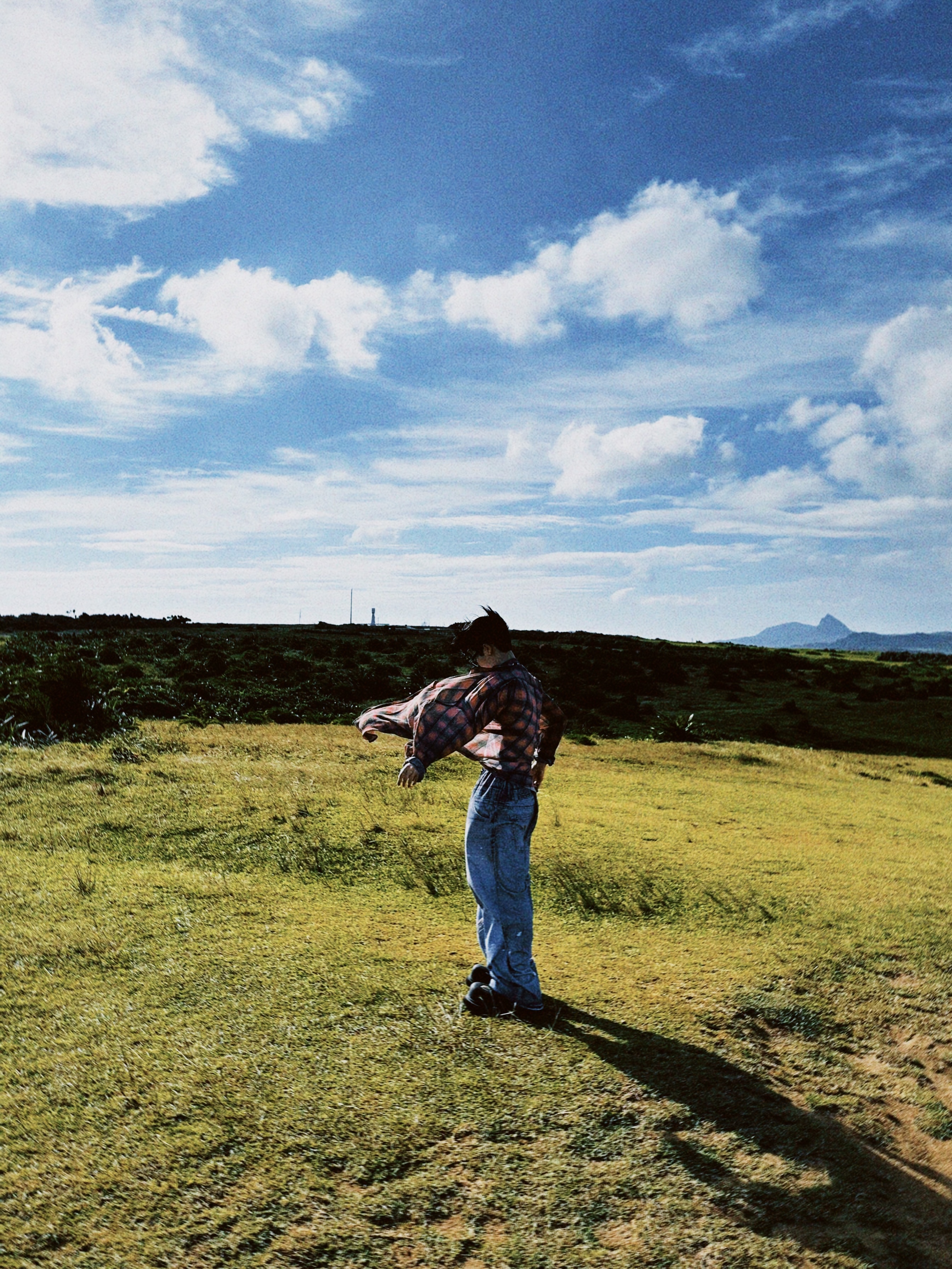 Our Legacy Shrunken Full zip Polo Jacket Big Lumbercheck Print, Project G/R Trompe-L’Oeil Sweat Pants Blue 착용 스타일 - 1
