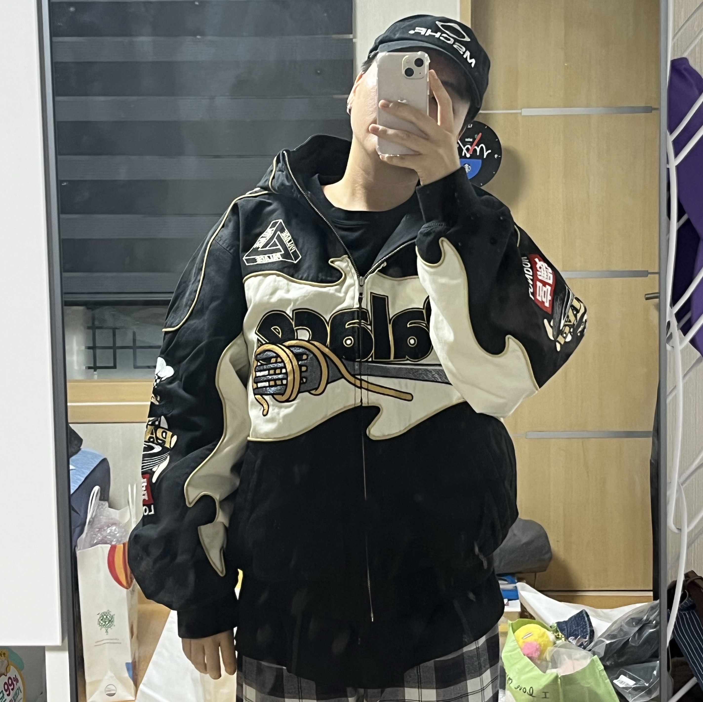 Palace Pasta Jacket Black - 24FW 착용 스타일