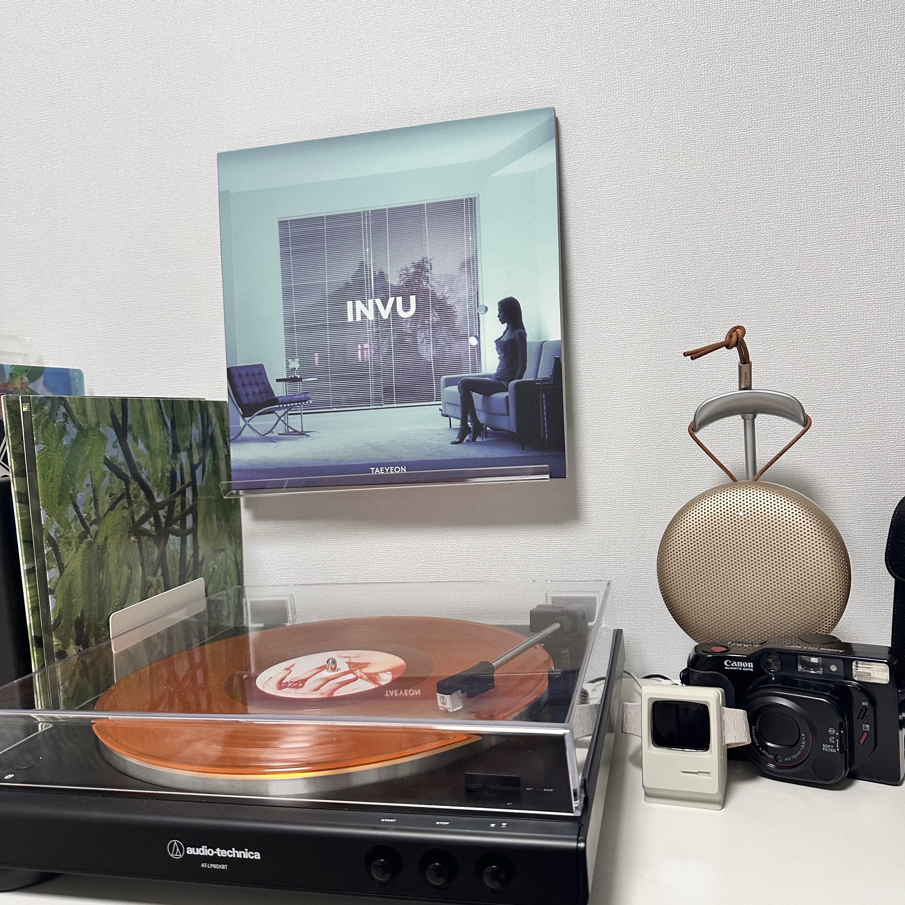 Taeyeon 3rd INVU Blue Orange (2LP), Jannabi Small Pieces II GRIPPIN’THEGREEN LP Pink & Purple Splatter Mix 착용 스타일