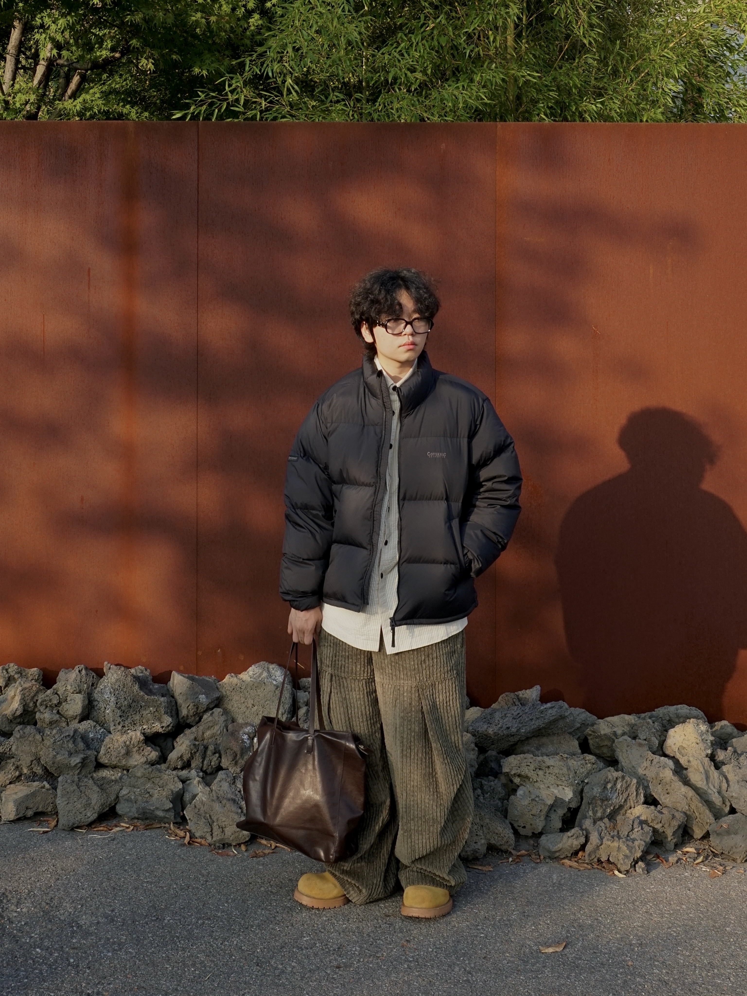 Covernat Civic Origin Short Puffer Black 착용 스타일 - 1
