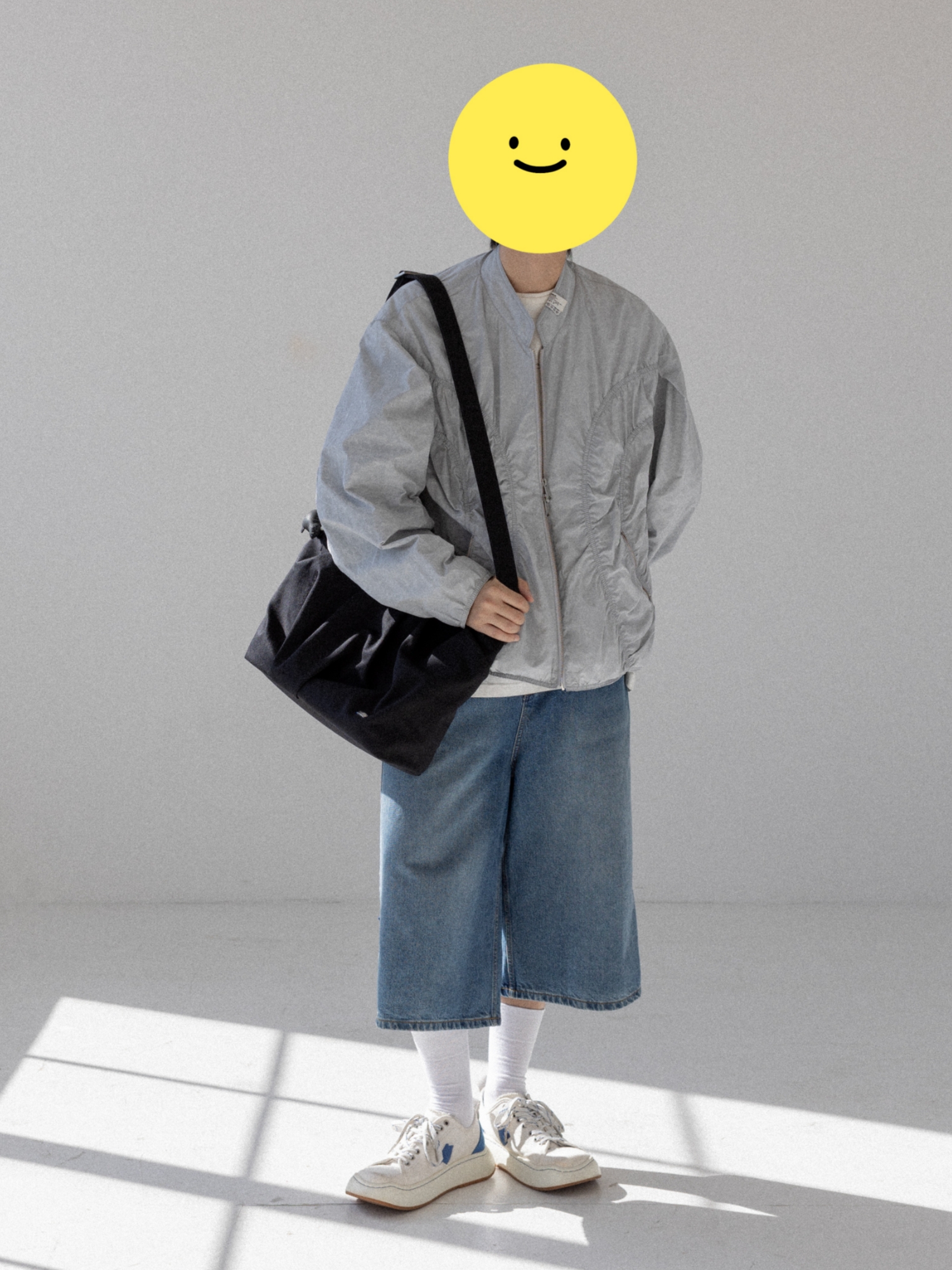 Ader Error Log; Canv White, Ader Error Zeque Jacket Light Grey 착용 스타일 - 2