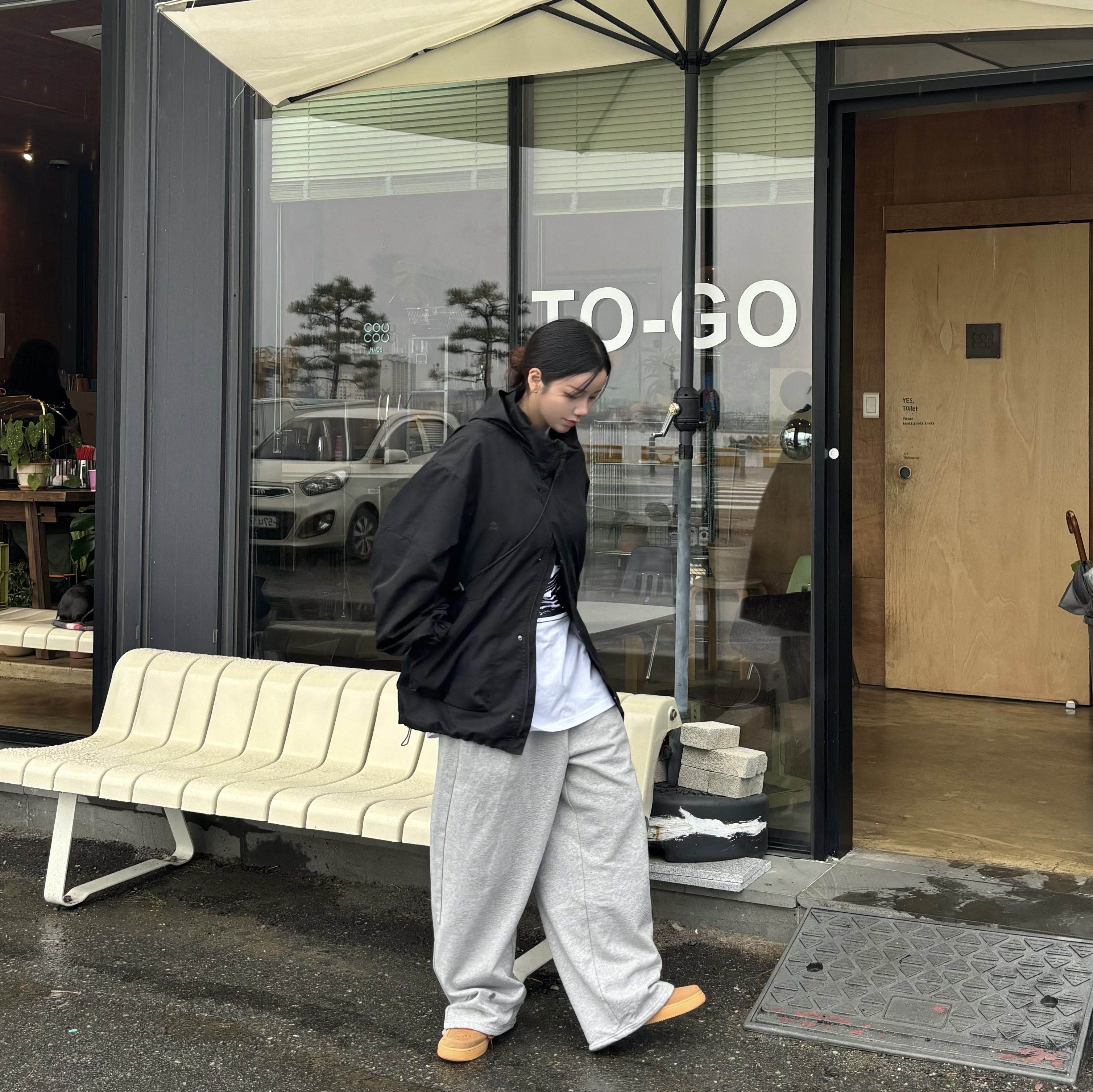 Polyteru Human Index Human Loosed Half Zip Knit Gray, Nike Air Force 1 '07 WB Flax 착용 스타일 - 2
