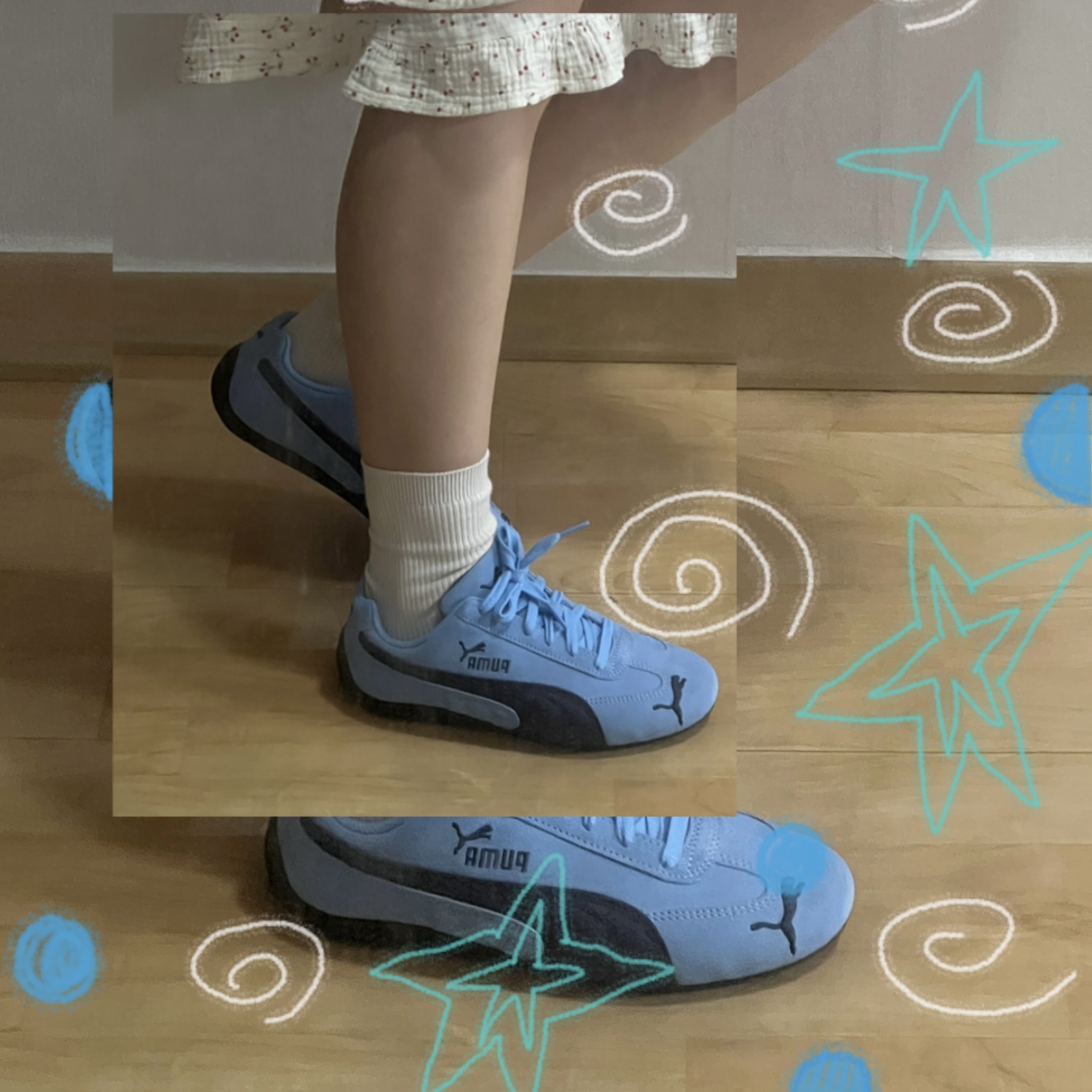 Puma Speedcat Archive Team Light Blue Club Navy 착용 스타일