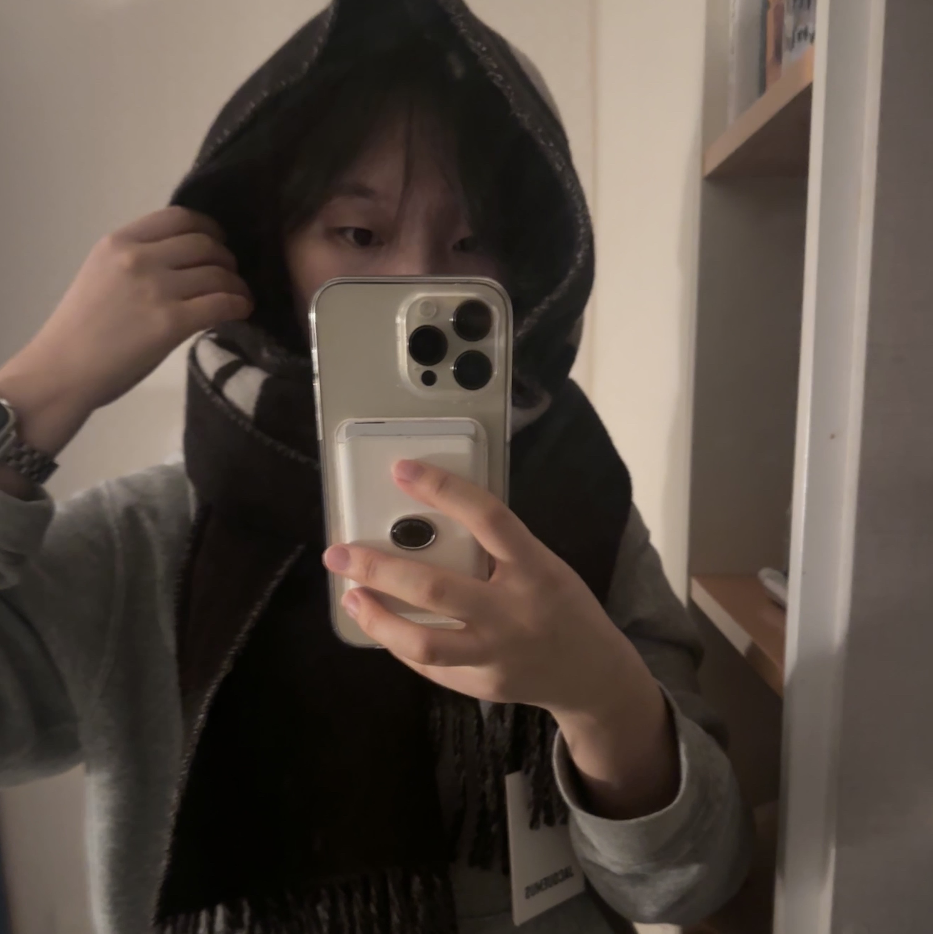 Jacquemus L'echarpe Jacquemus Fringe Logo Muffler Multi Brown 착용 스타일 - 2