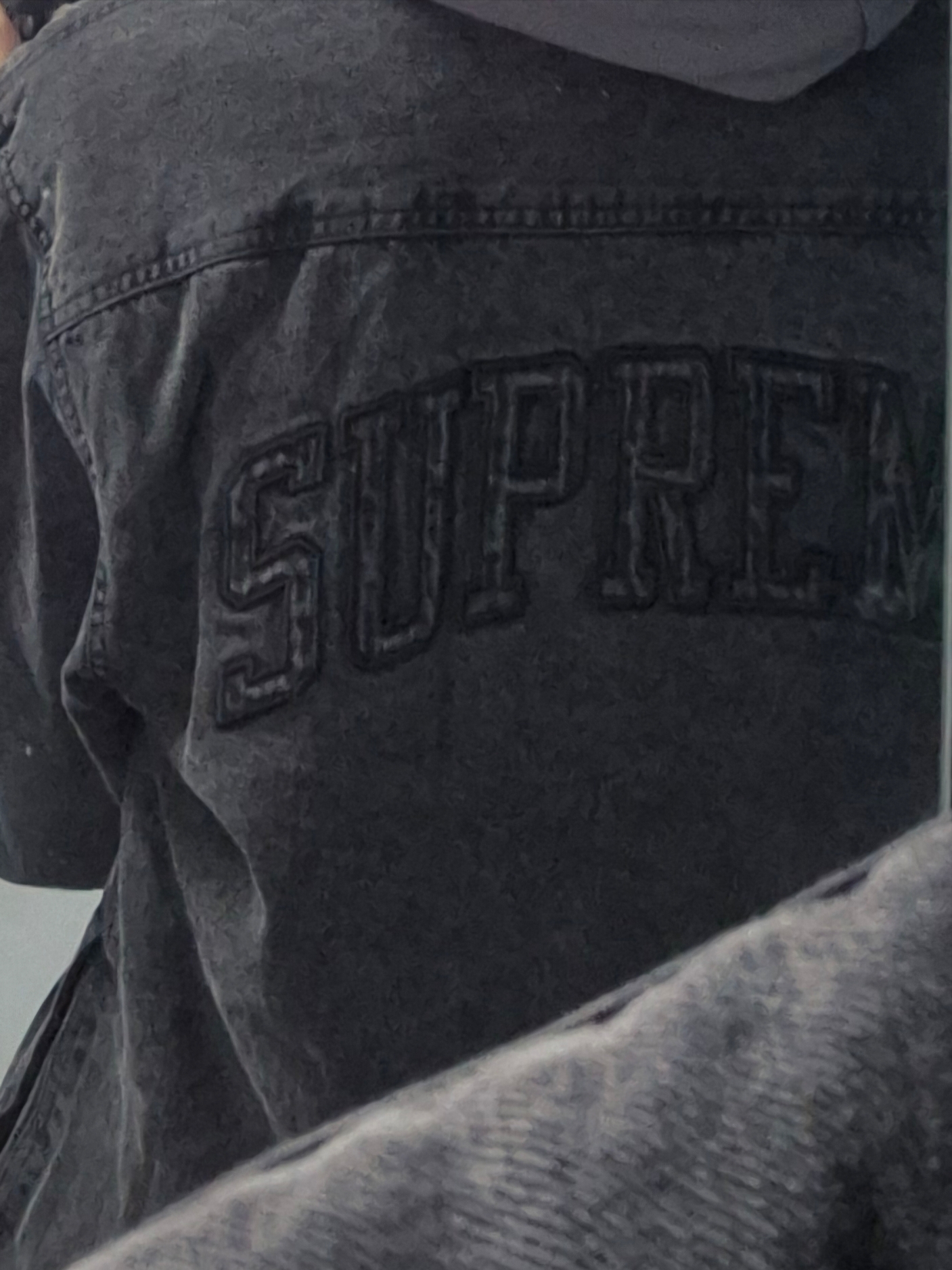 Supreme Faux Shearling Lined Work Shirt Black Denim - 24FW 착용 스타일 - 2