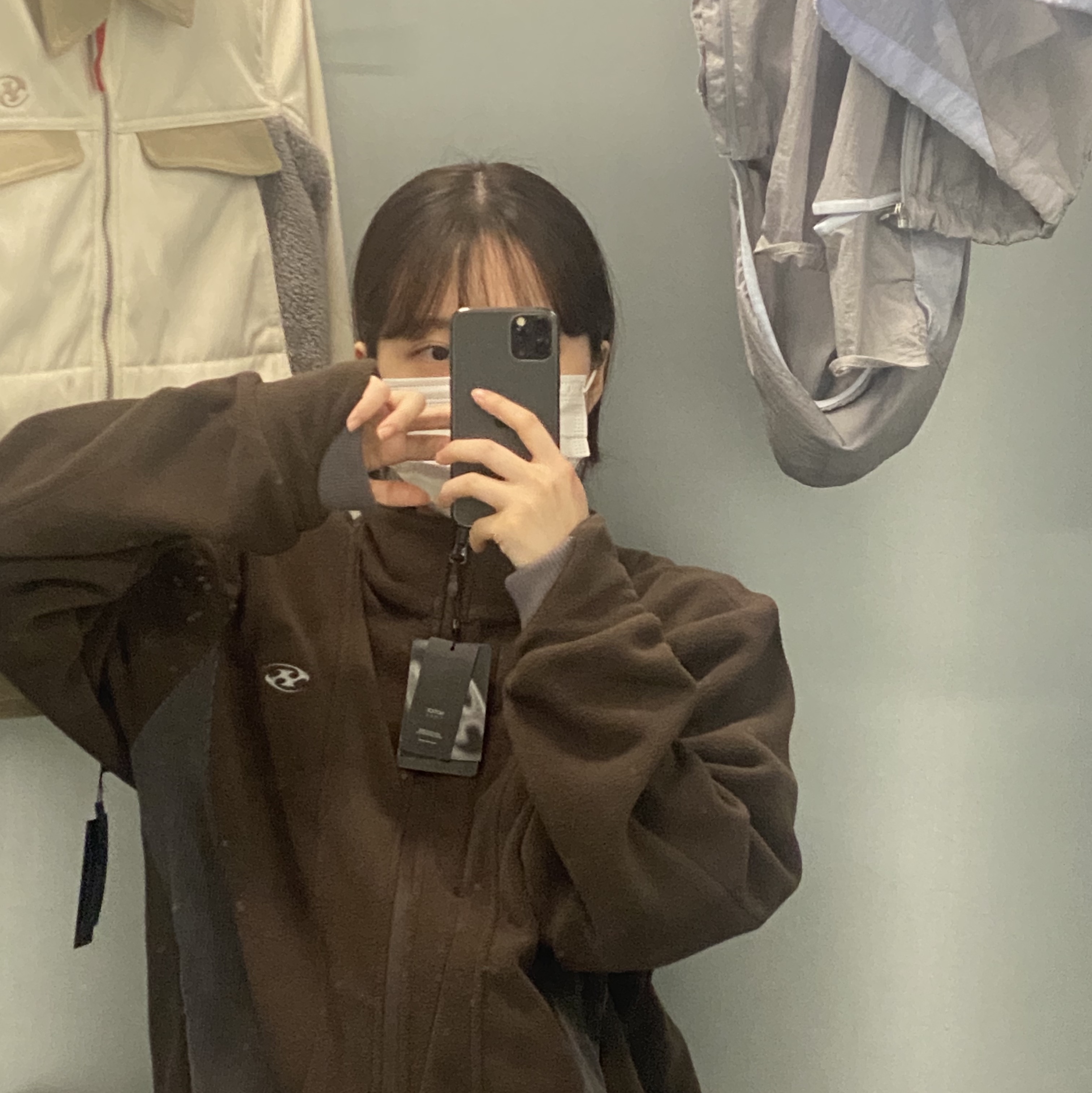 Sansan Gear Paneled Puffer Jacket Black - 24FW, Sansan Gear Fleece Jacket Brown 착용 스타일 - 3