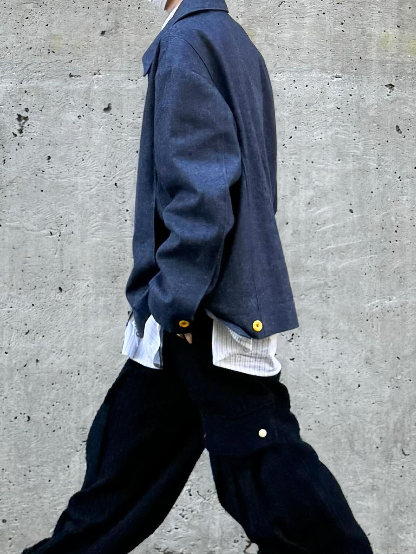 Hono Report Cut Collar Jacket Raw Denim, Hono Report Cut Collar Jacket Stump 착용 스타일