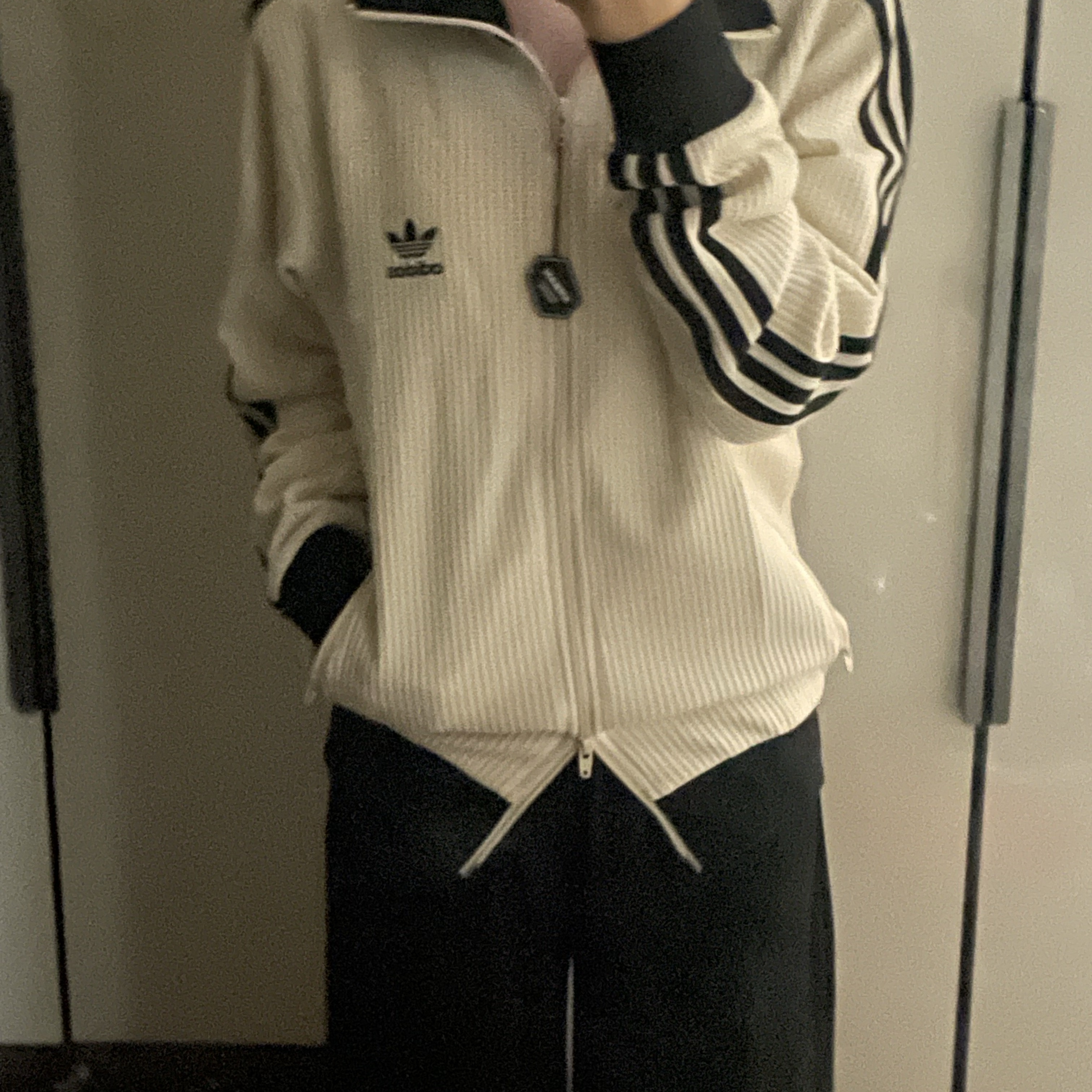 Adidas Waffle Beckenbauer Track Top Wonder White - KR Sizing 착용 스타일 - 1