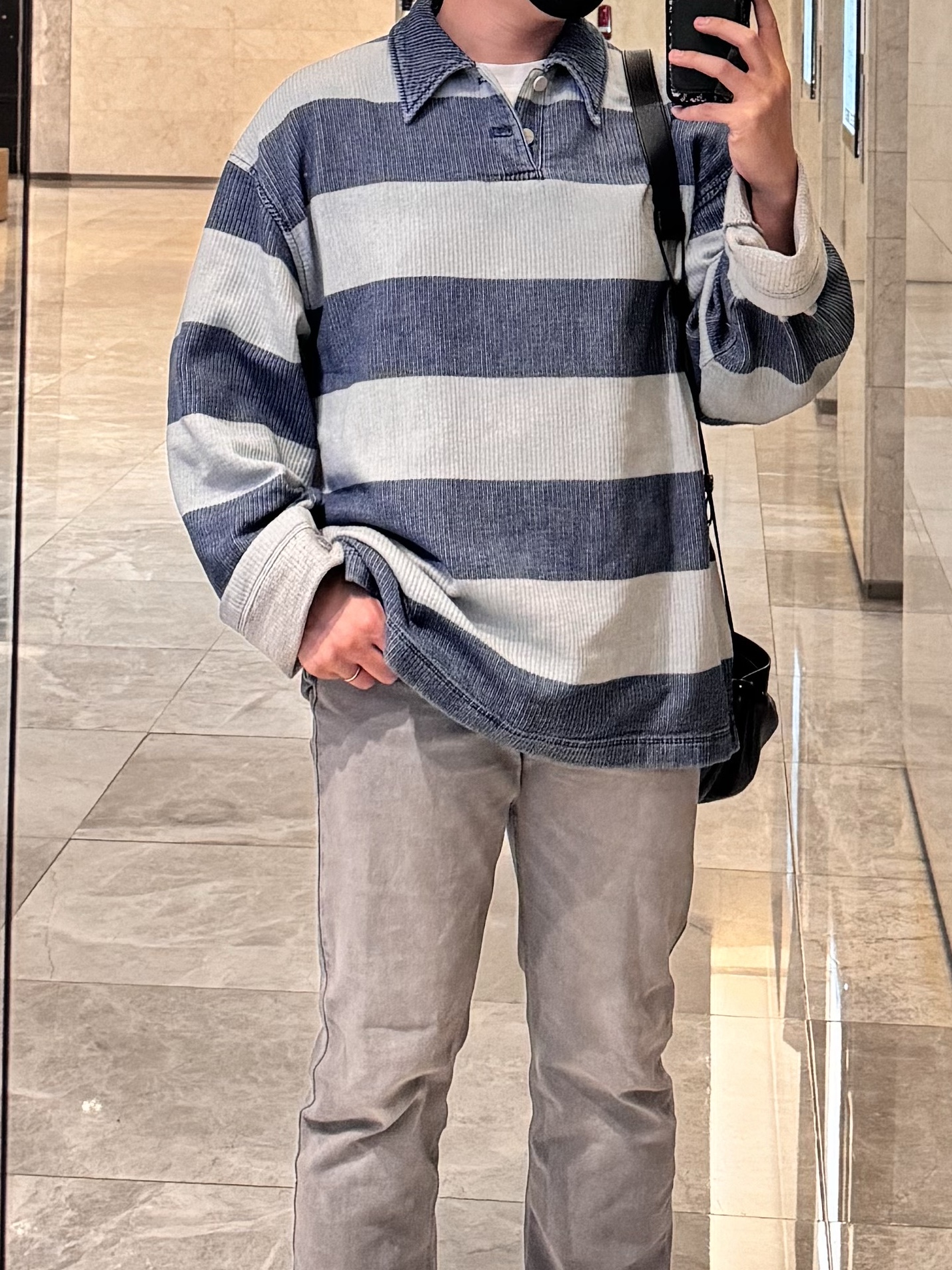 Wooyoungmi Stripe Denim Rugby Long Sleeve T-Shirt Blue - 24FW, Nike Dunk Low Retro Summit White Industrial Blue 착용 스타일 - 3