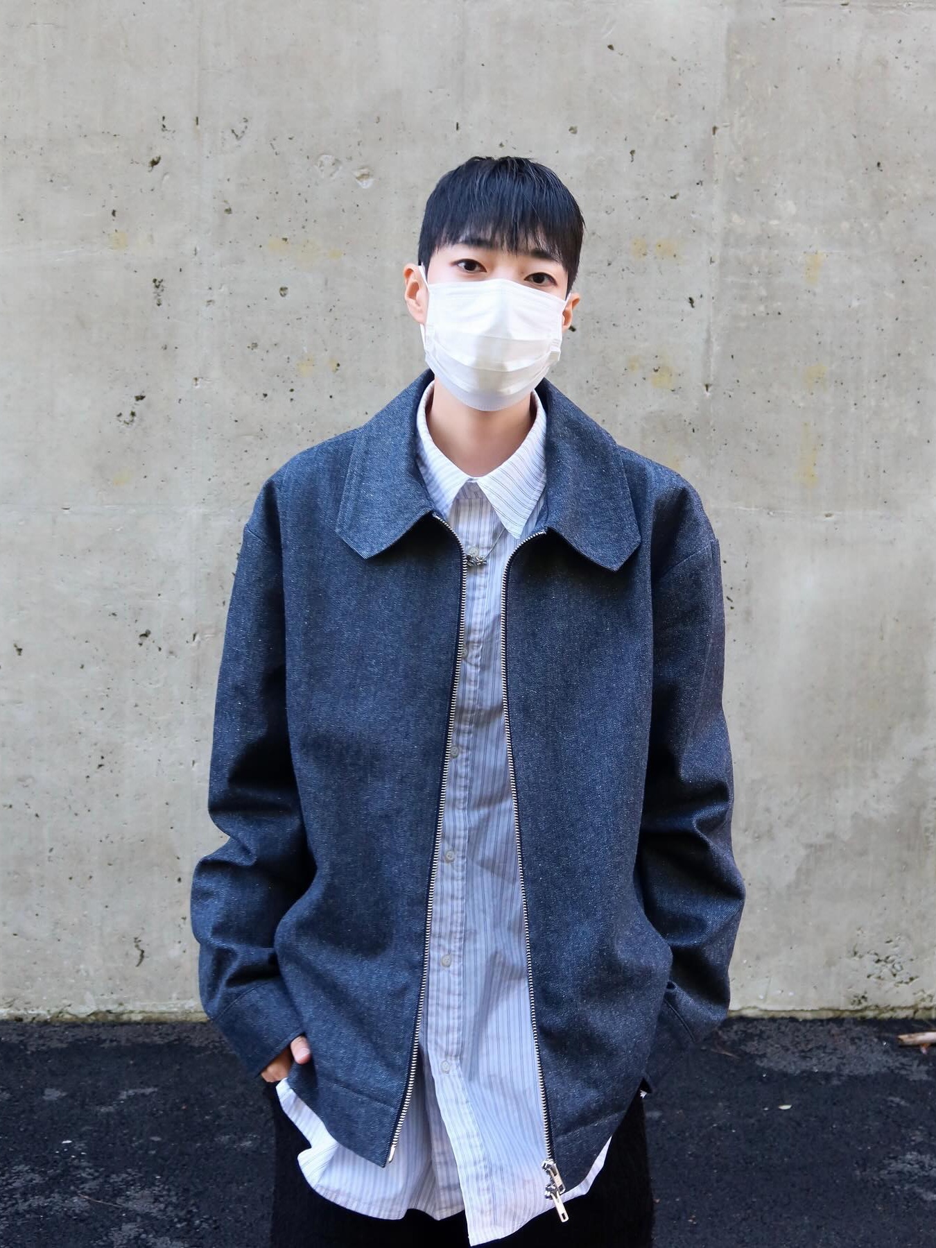 Hono Report Cut Collar Jacket Raw Denim, Hono Report Cut Collar Jacket Stump 착용 스타일
