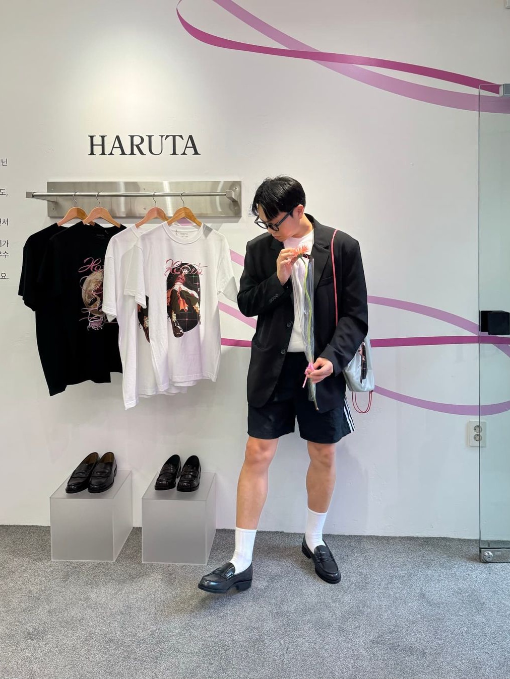 Haruta HS-6550 Penny Loafer Black 착용 스타일 - 6