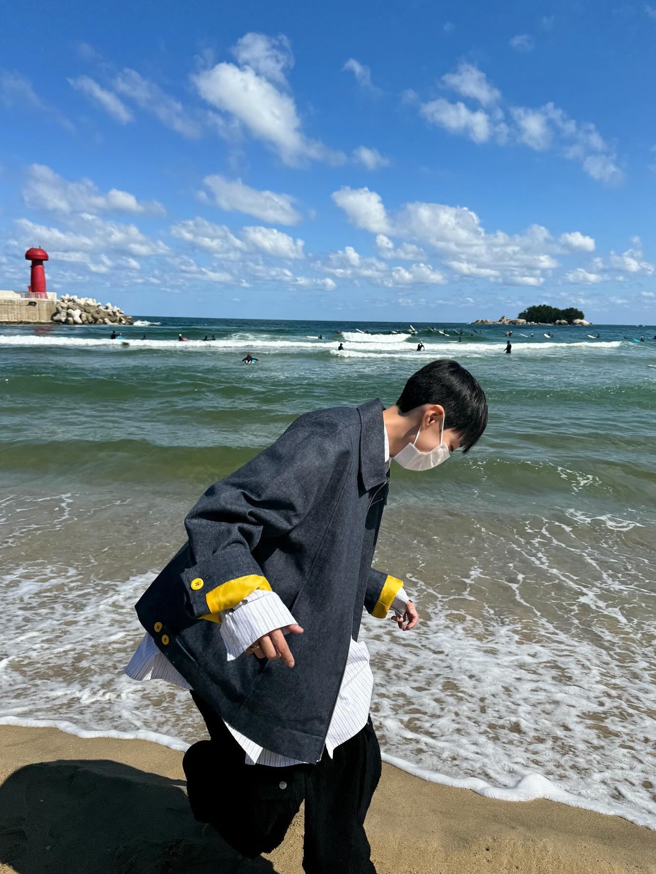 Hono Report Cut Collar Jacket Raw Denim, Hono Report Cut Collar Jacket Stump 착용 스타일