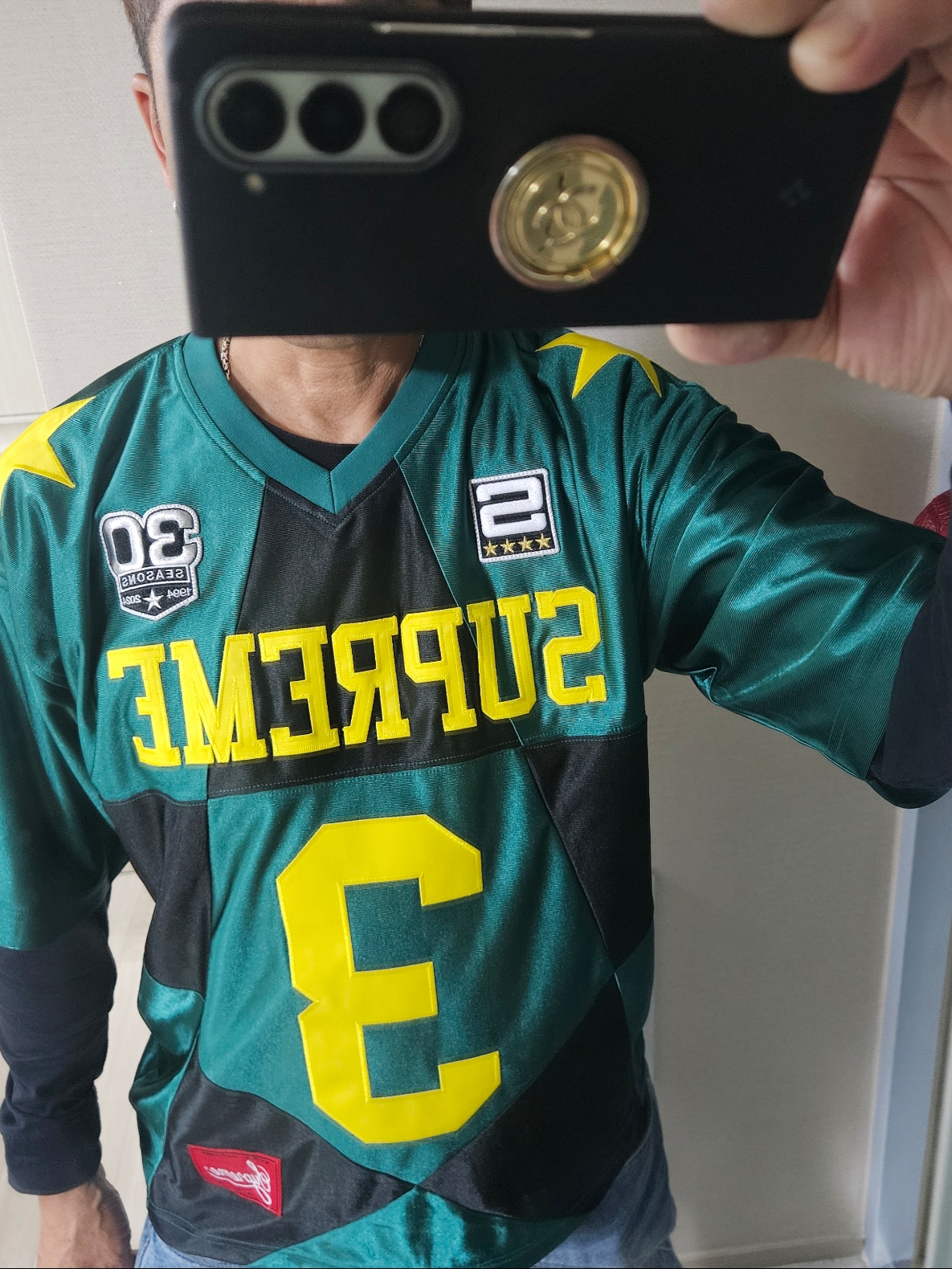 Supreme Star Football Jersey Dark Green - 24FW 착용 스타일 - 3
