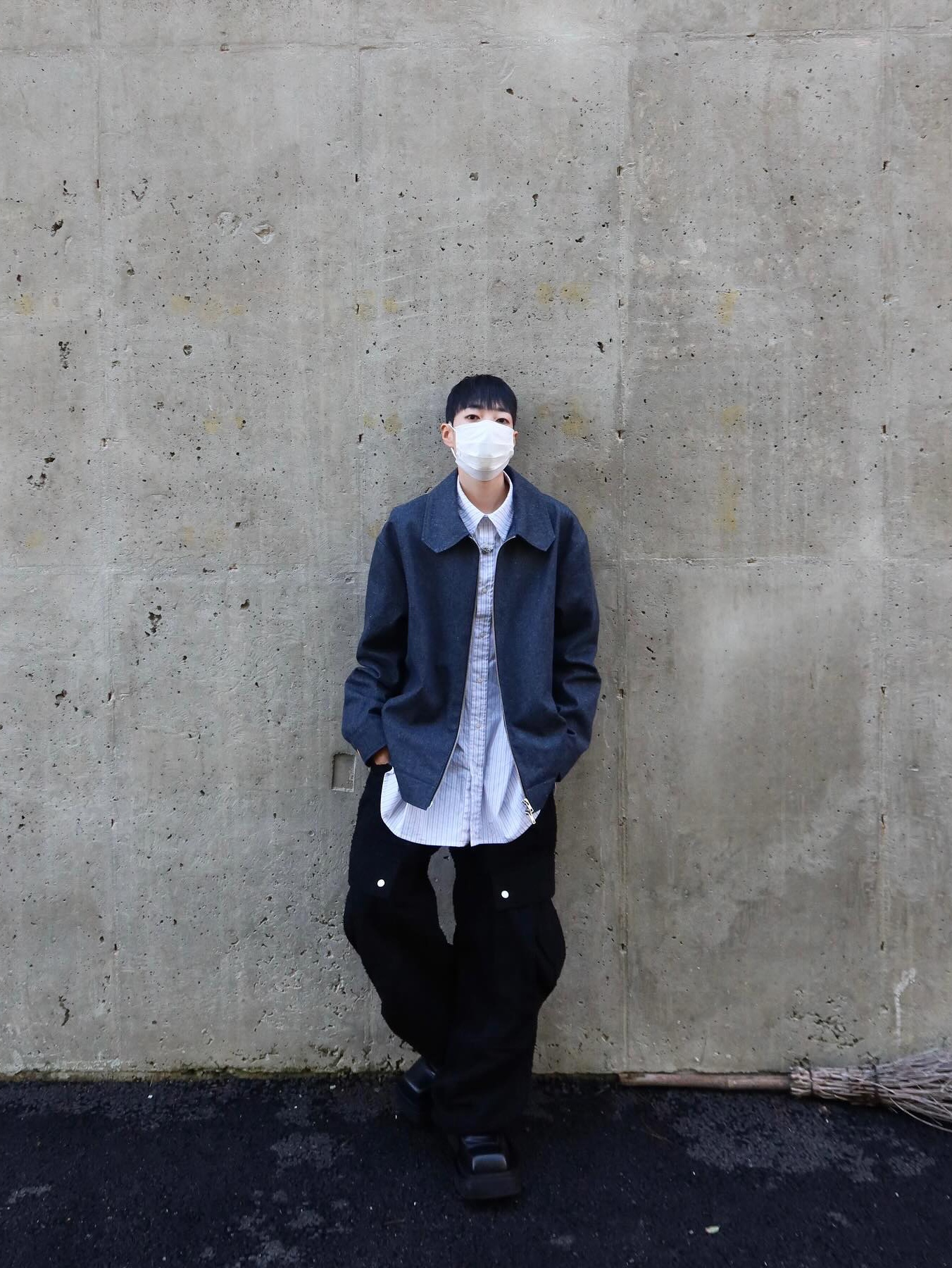 Hono Report Cut Collar Jacket Raw Denim, Hono Report Cut Collar Jacket Stump 착용 스타일