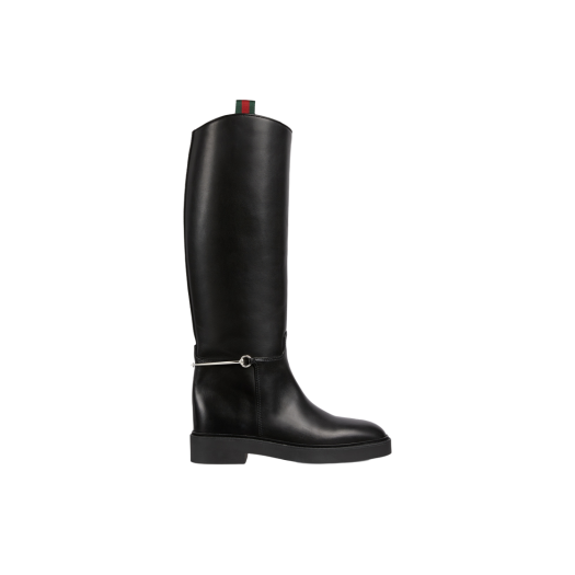 (W) Gucci Slim Horsebit Boots Black Leather