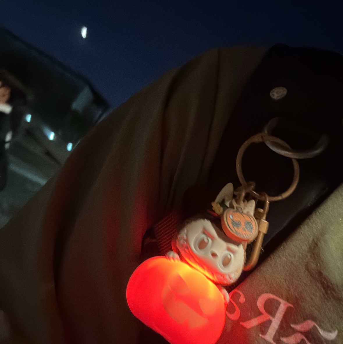 Pop Mart Halloween Party Series Luminous Pumpkin Keyring Labubu 착용 스타일