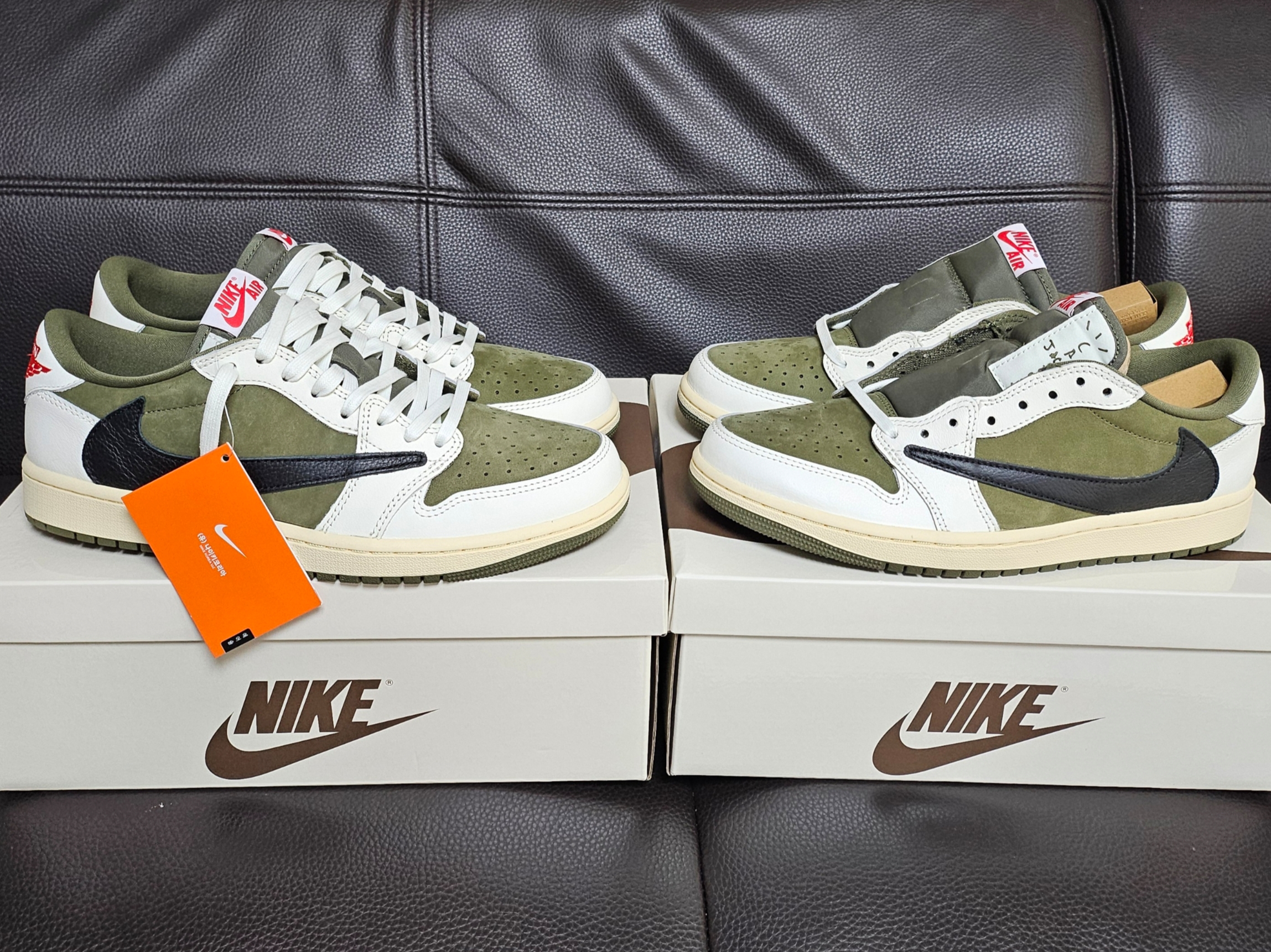 Jordan 1 x Travis Scott Retro Low OG SP Reverse Olive 착용 스타일 - 3