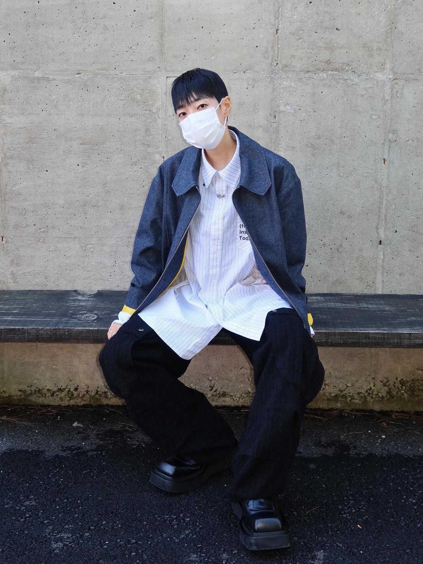 Hono Report Cut Collar Jacket Raw Denim, Hono Report Cut Collar Jacket Stump 착용 스타일