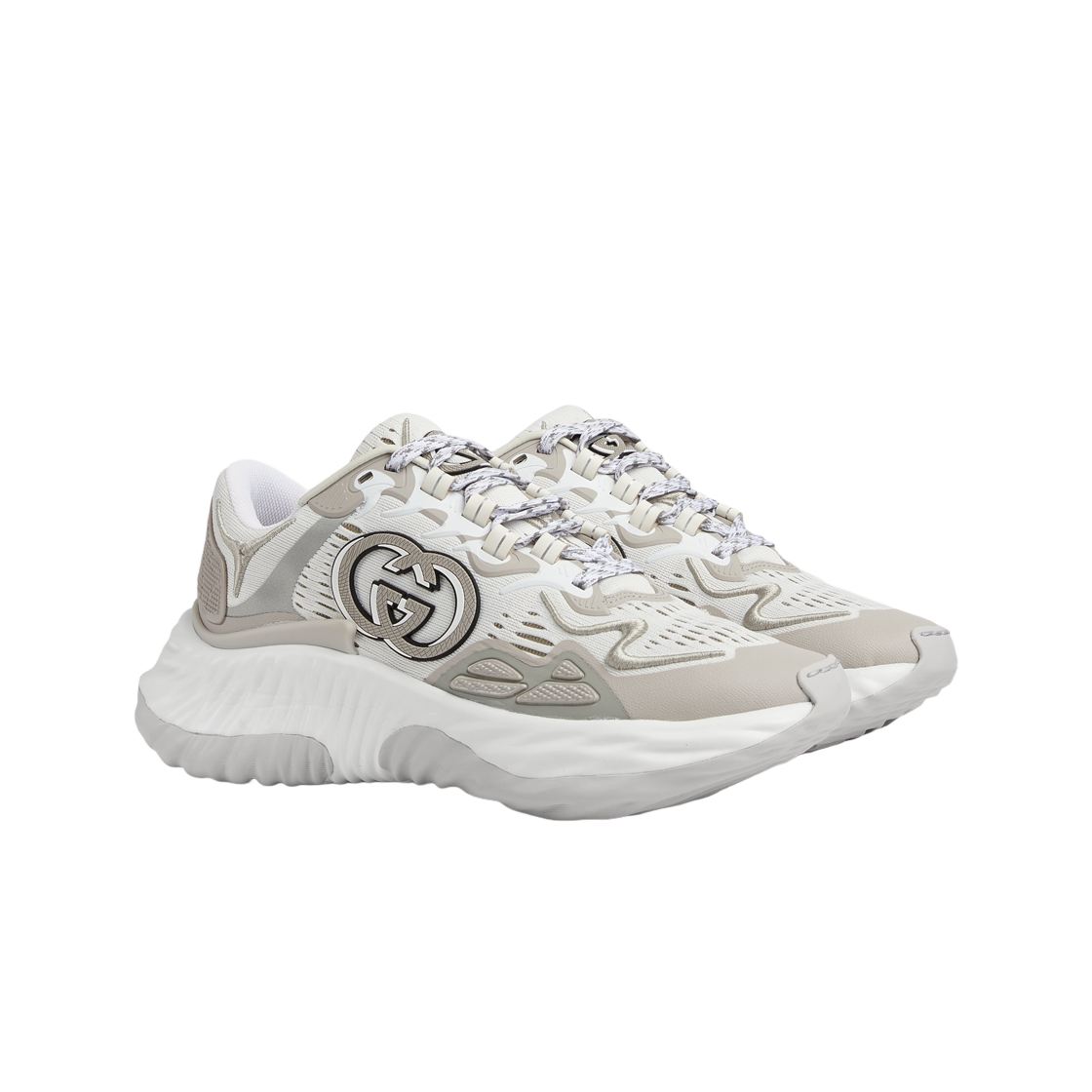 791414-FADF3-9046 (W) Gucci Ripple Sneakers White Grey